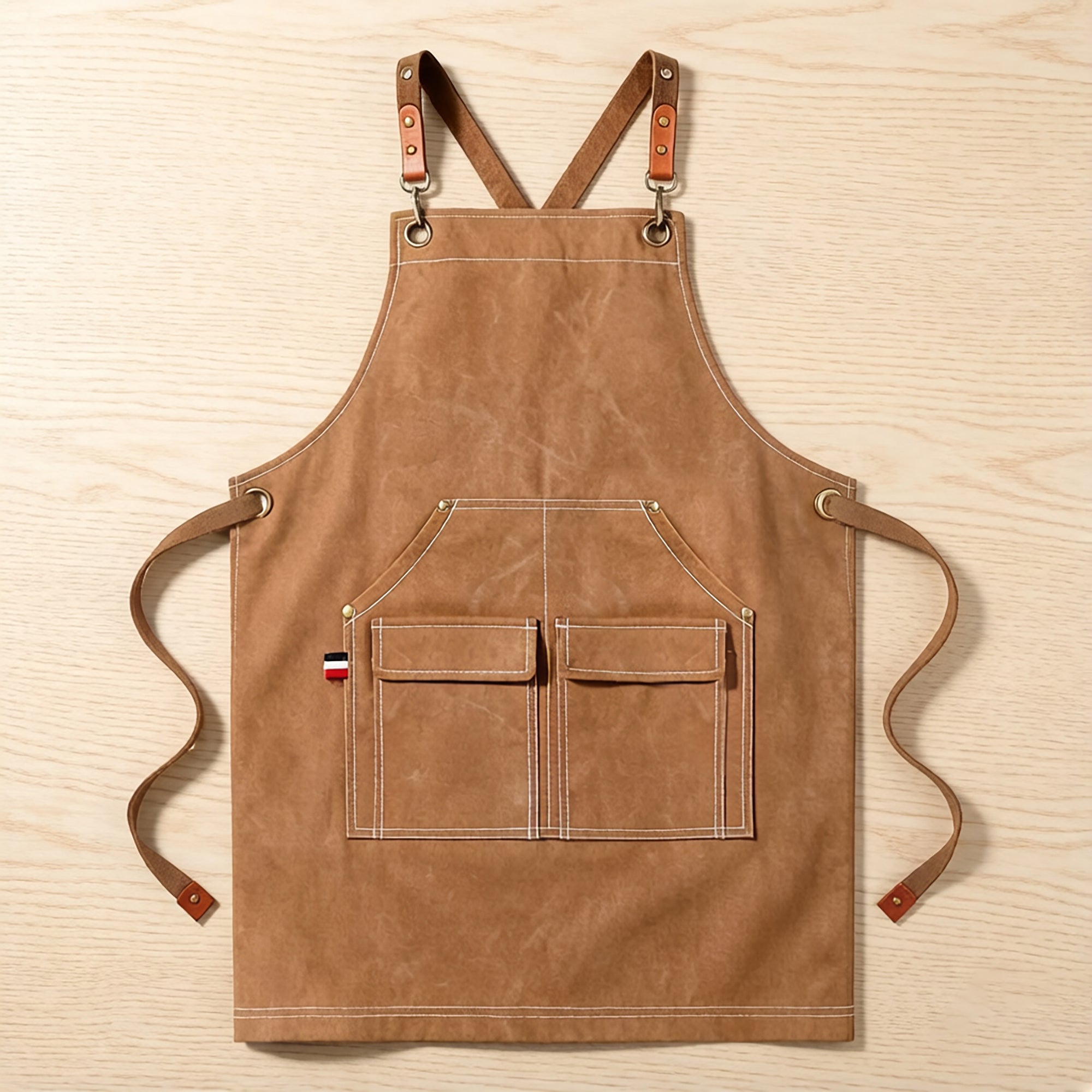 Anna-Kaci Cotton Kitchen Apron with Adjustable Cross Back Straps Multi Pocket Cooking Apron