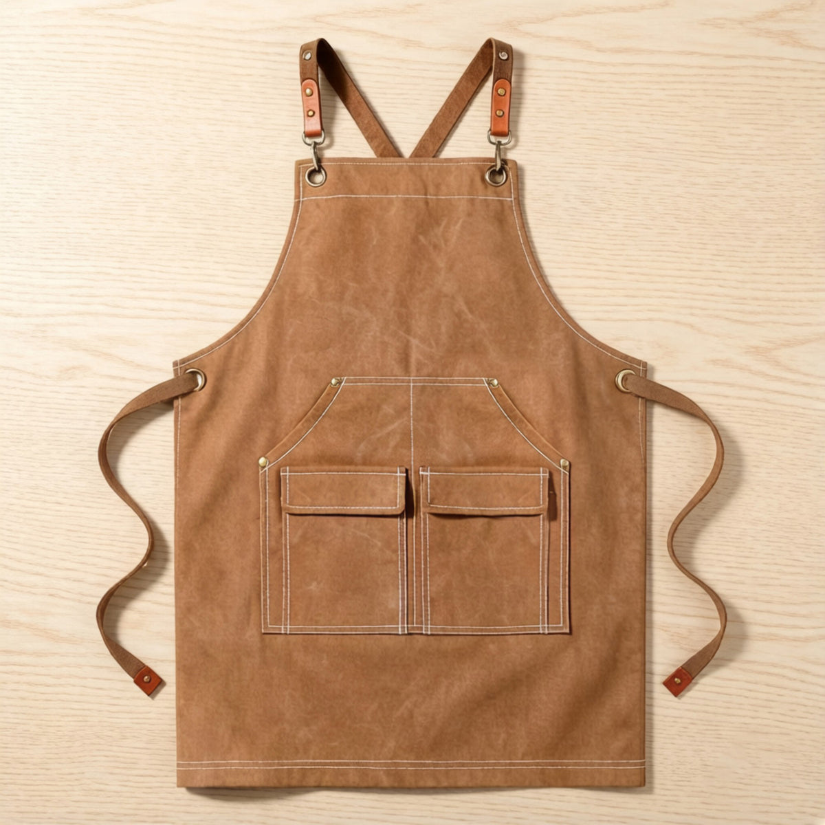 Delantal de cocina de algodón Anna-Kaci con tirantes cruzados ajustables y múltiples bolsillos