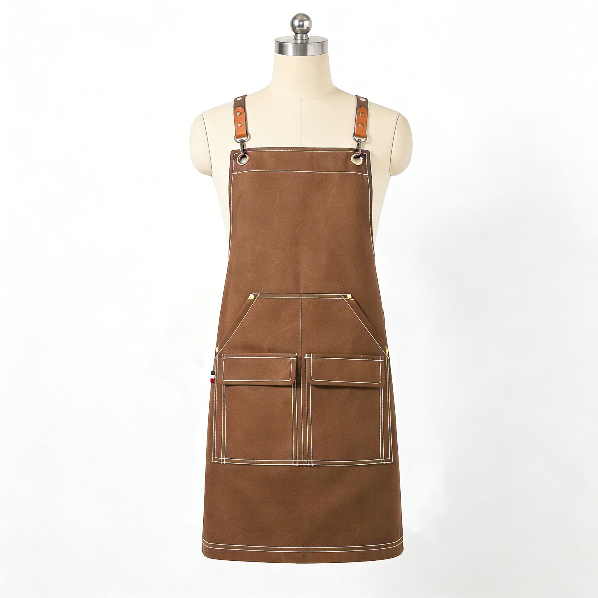 Anna-Kaci Cotton Kitchen Apron with Adjustable Cross Back Straps Multi Pocket Cooking Apron