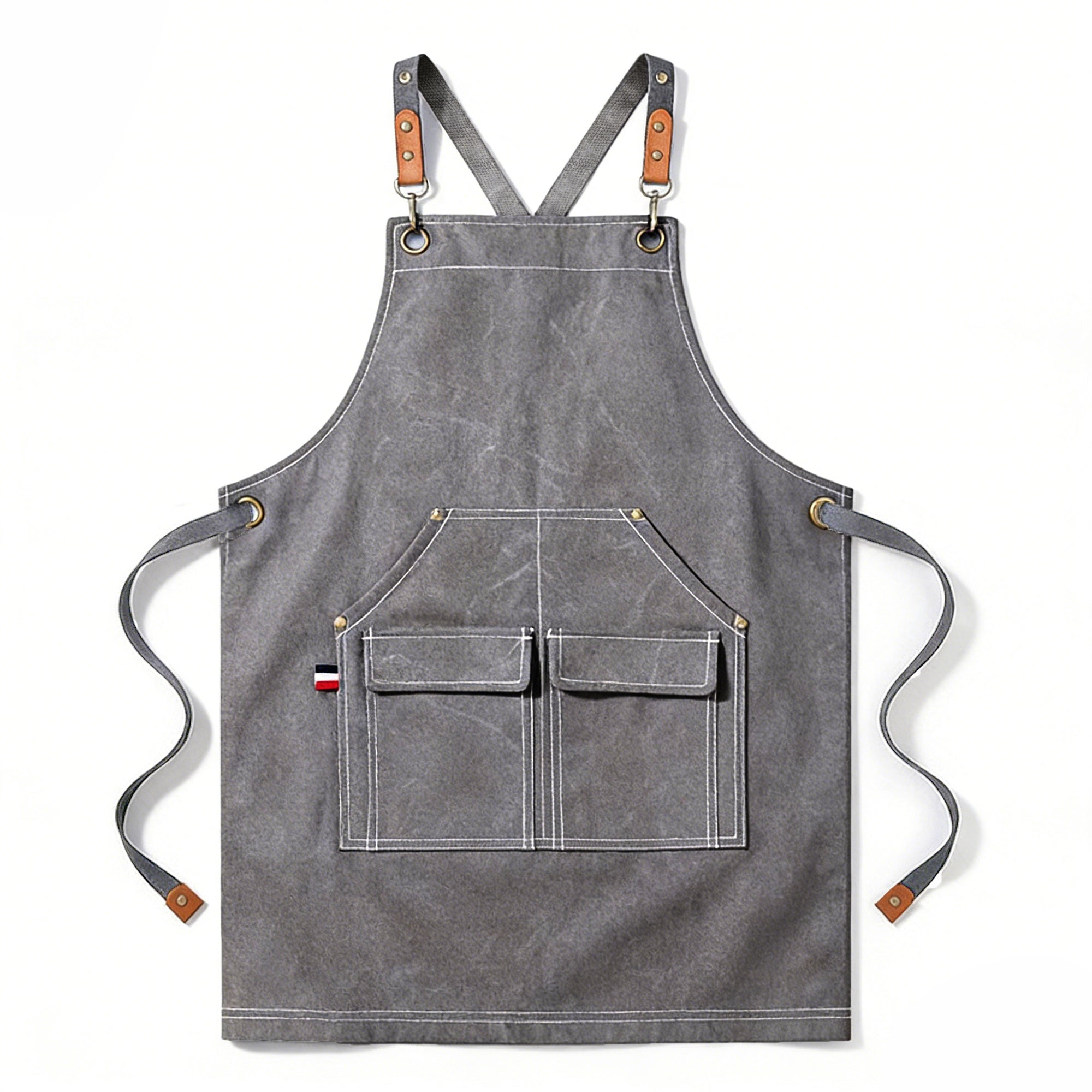 Anna-Kaci Cotton Kitchen Apron with Adjustable Cross Back Straps Multi Pocket Cooking Apron
