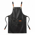 Anna-Kaci PU Leather Kitchen Apron with Multi Pocket Work Apron for Cooking Barista Grilling