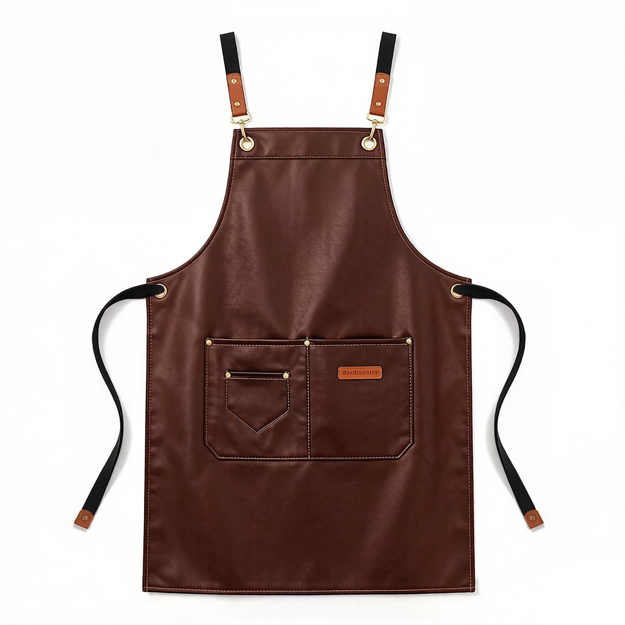 Anna-Kaci PU Leather Kitchen Apron with Multi Pocket Work Apron for Cooking Barista Grilling