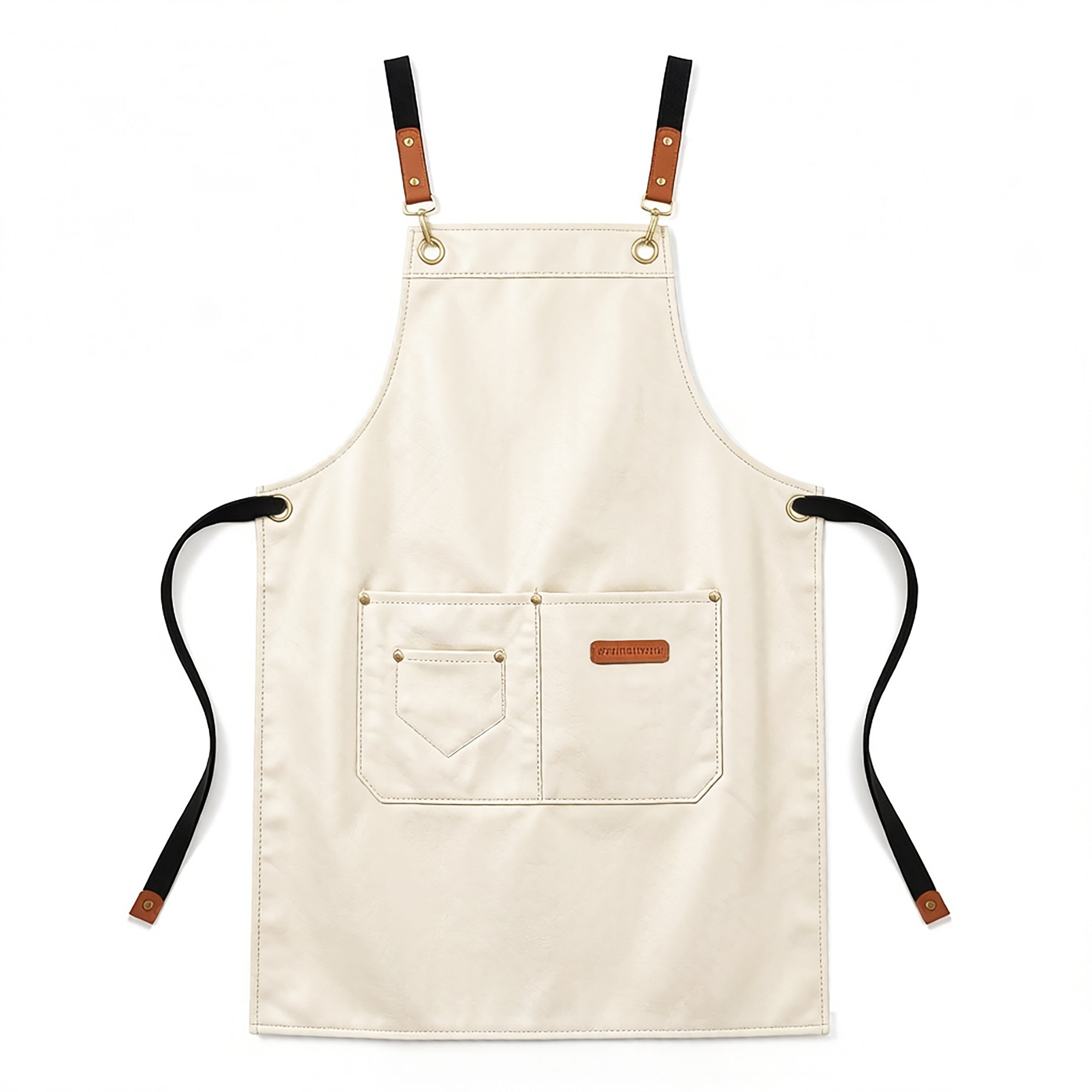 Anna-Kaci PU Leather Kitchen Apron with Multi Pocket Work Apron for Cooking Barista Grilling