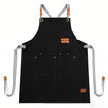 Anna-Kaci PU Leather Kitchen Apron with Adjustable Cross Back Straps Multi Pocket Work Apron for Cooking