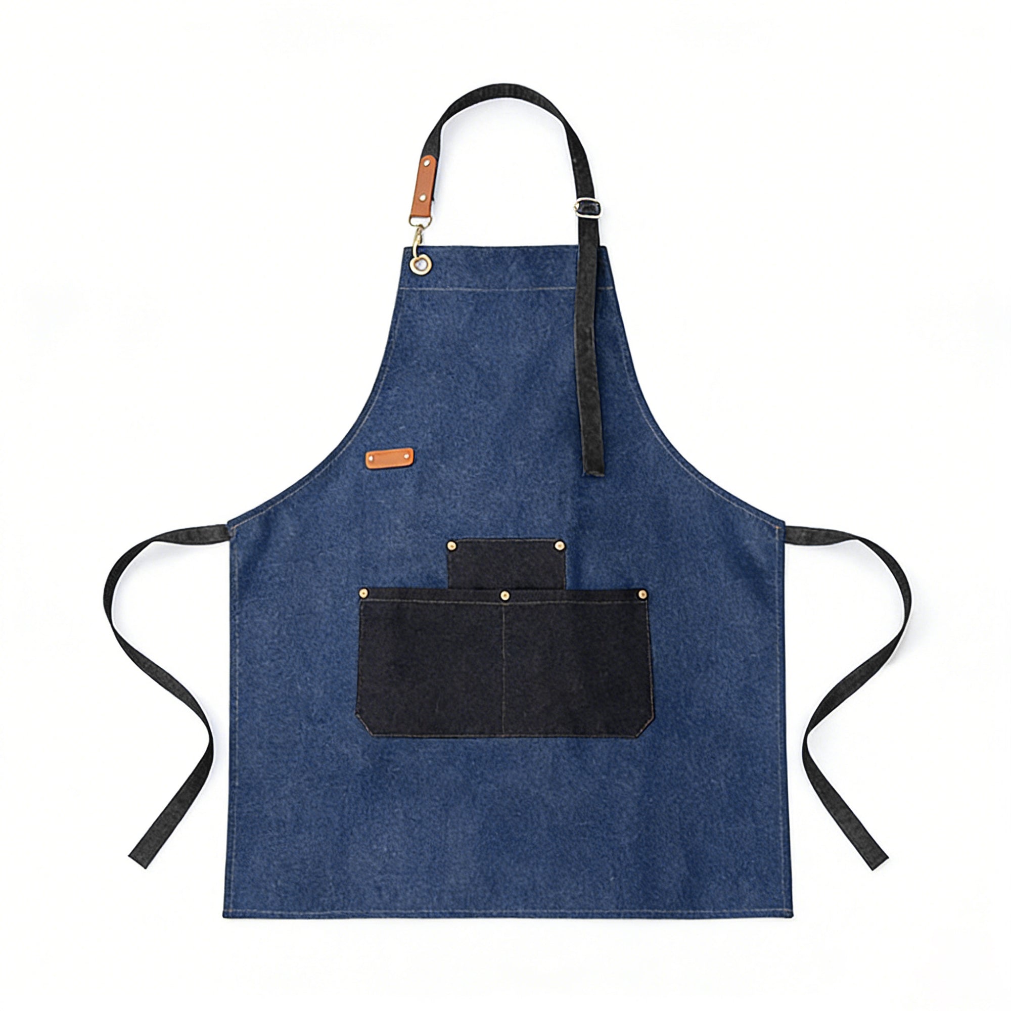 Anna-Kaci Denim Kitchen Apron with Adjustable Neck Strap Multi Pocket Work Apron for Cooking Baking Barista