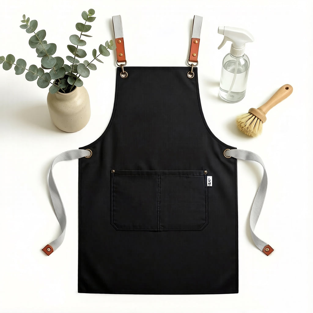 Anna-Kaci Canvas Utility Apron with Straps Cross Back Design for Kitchen Cafe and Artisan Work