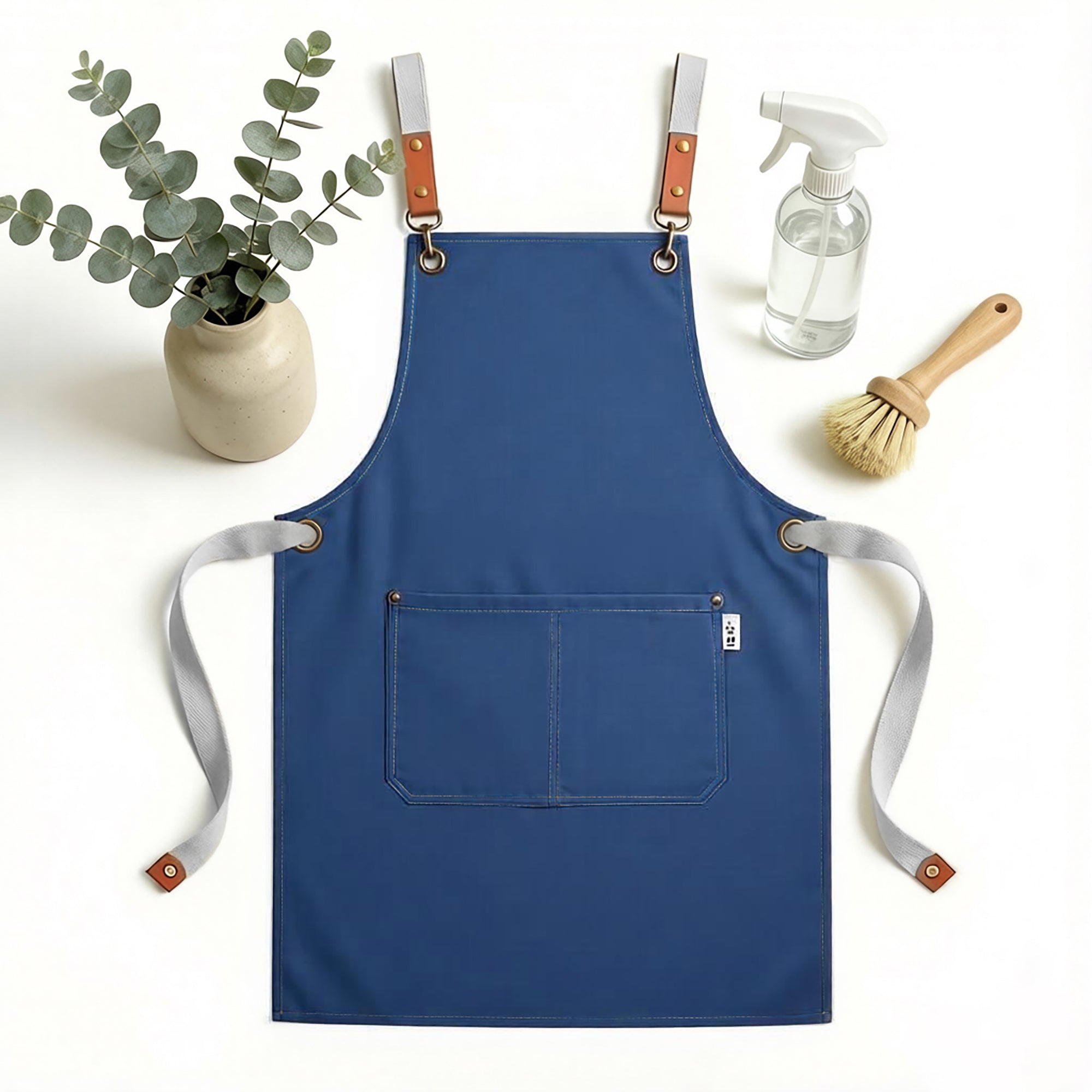 Anna-Kaci Canvas Utility Apron with Straps Cross Back Design for Kitchen Cafe and Artisan Work