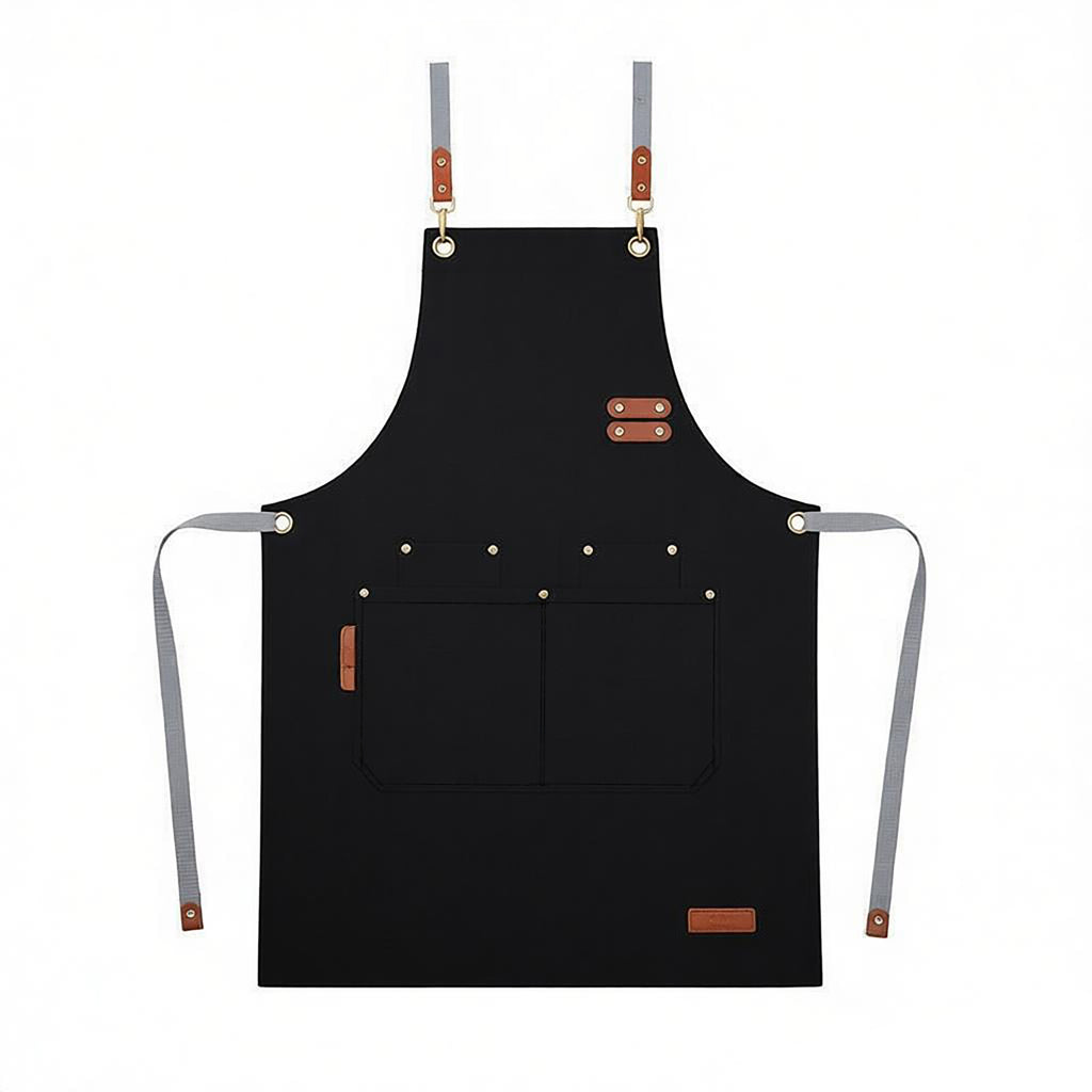 Anna-Kaci Canvas Work Apron with Multi Pocket Kitchen Apron for Cooking Baking Cleaning Gardening