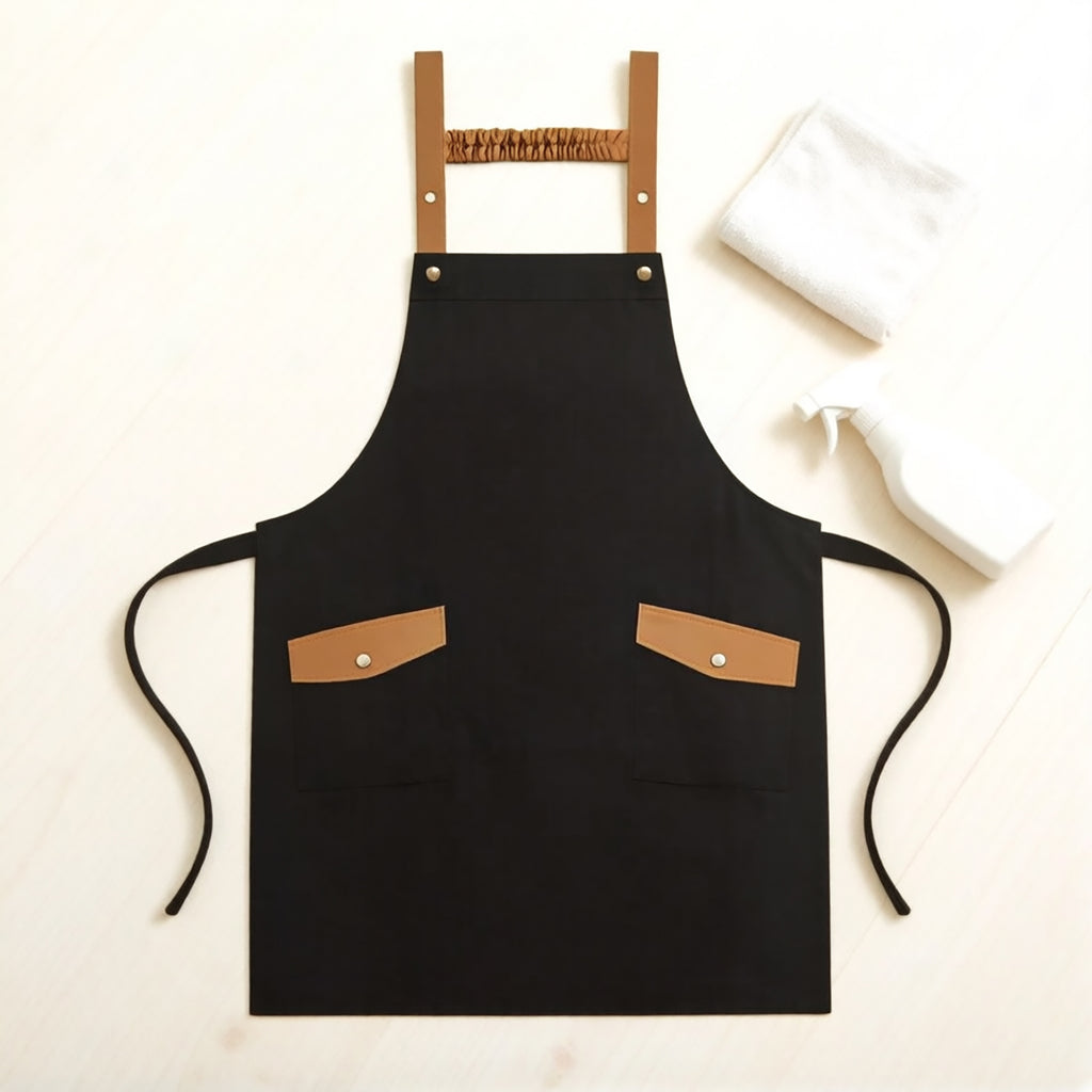 Anna-Kaci Canvas Kitchen Apron with Adjustable Shoulder Straps Multi Pocket Work Apron for Cooking Cleaning