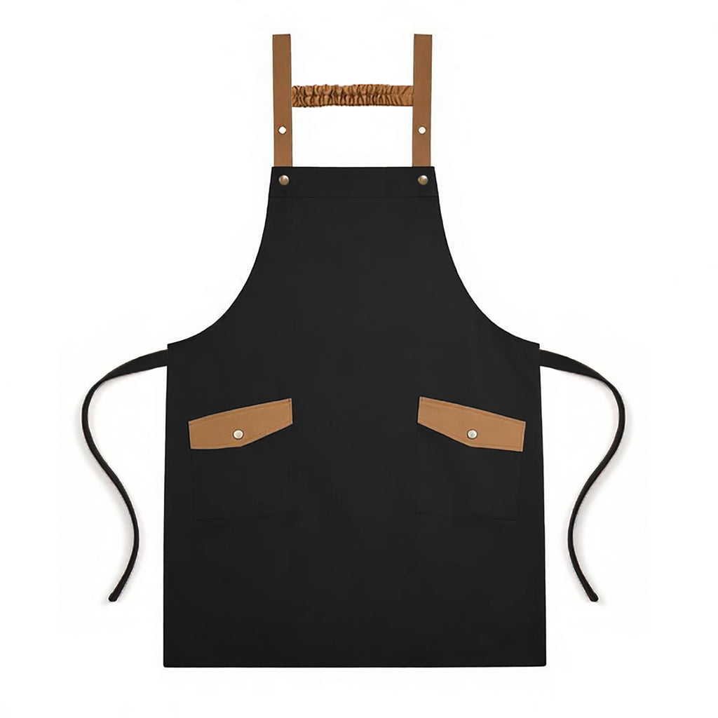 Anna-Kaci Canvas Kitchen Apron with Adjustable Shoulder Straps Multi Pocket Work Apron for Cooking Cleaning
