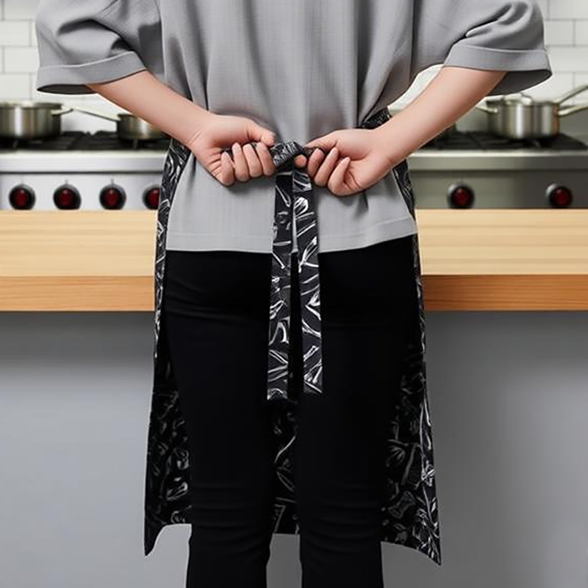Anna-Kaci Kitchen Waist Apron with Chef Print Design Half Apron for Cooking Baking Serving Cleaning
