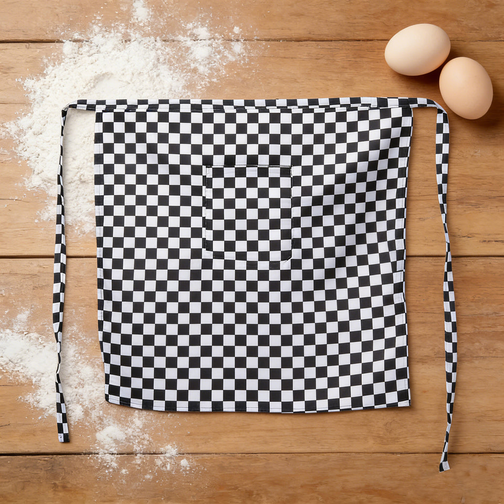Anna-Kaci Checkered Waist Apron with Front Pocket Half Apron for Cooking Baking Serving Cleaning