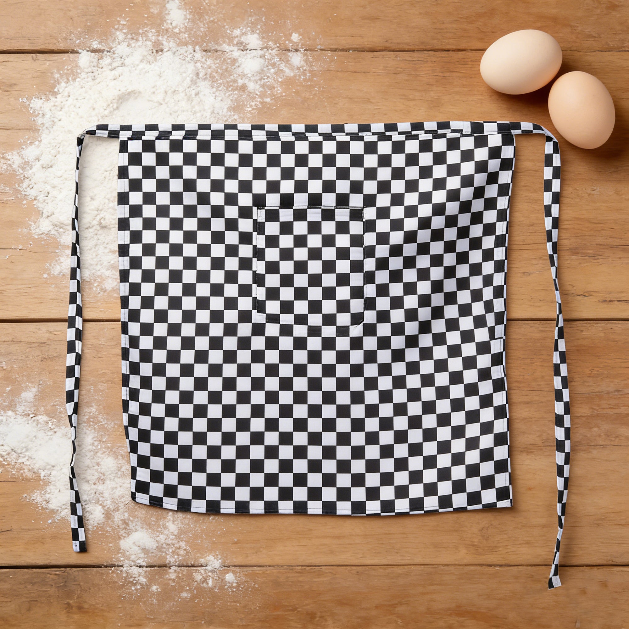 Anna-Kaci Checkered Waist Apron with Front Pocket Half Apron for Cooking Baking Serving Cleaning