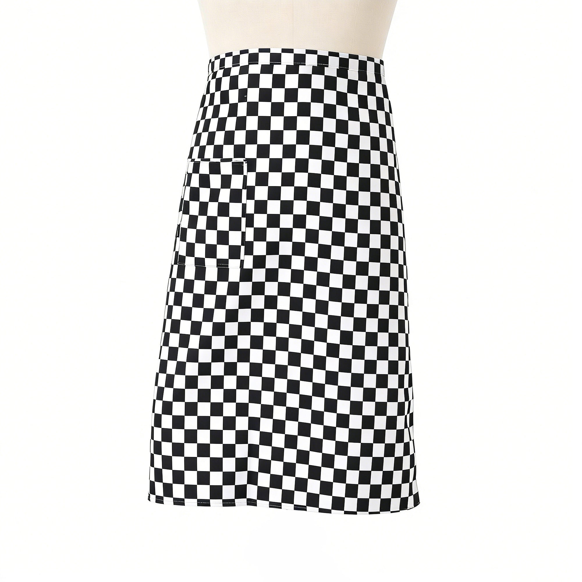 Anna-Kaci Checkered Waist Apron with Front Pocket Half Apron for Cooking Baking Serving Cleaning