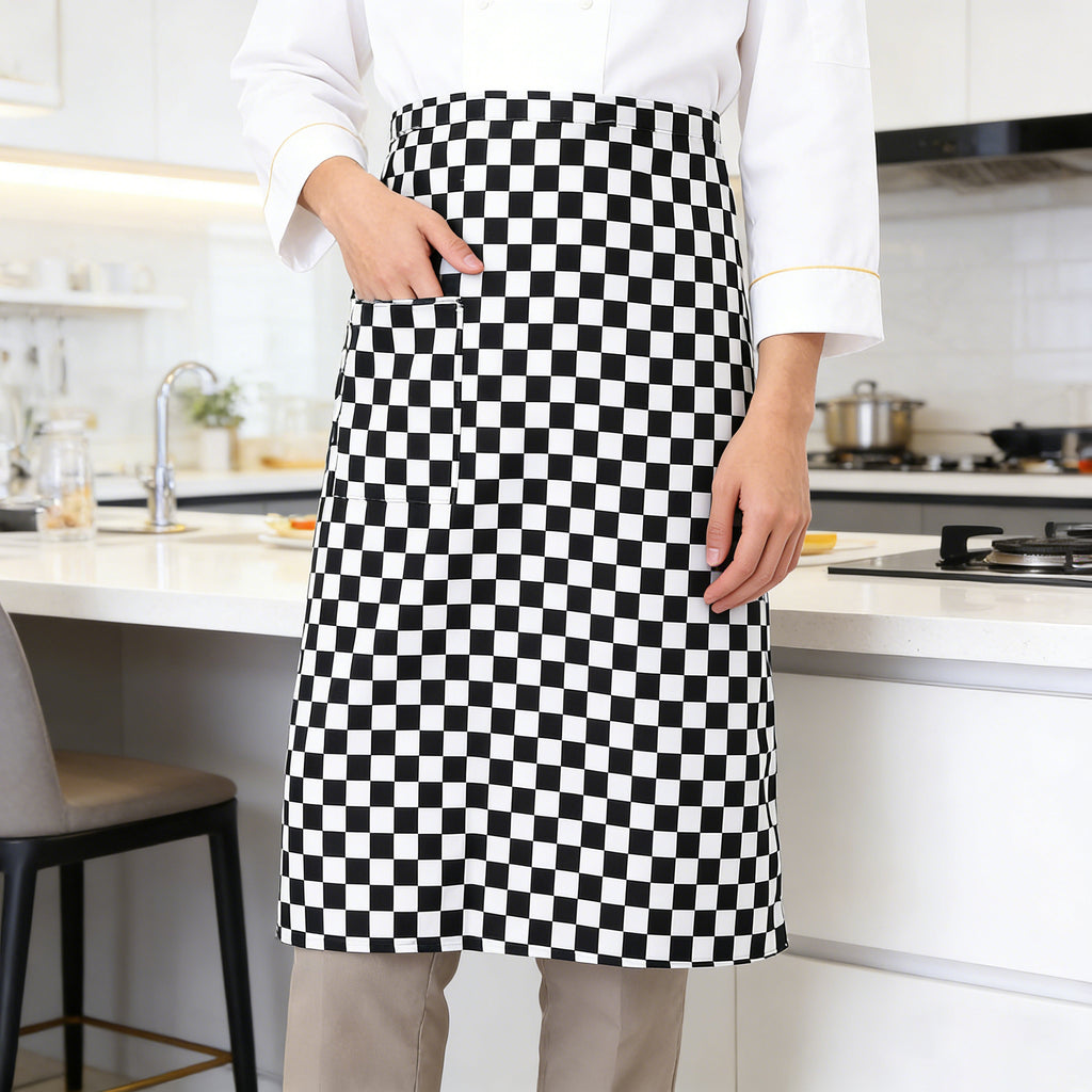 Anna-Kaci Checkered Waist Apron with Front Pocket Half Apron for Cooking Baking Serving Cleaning