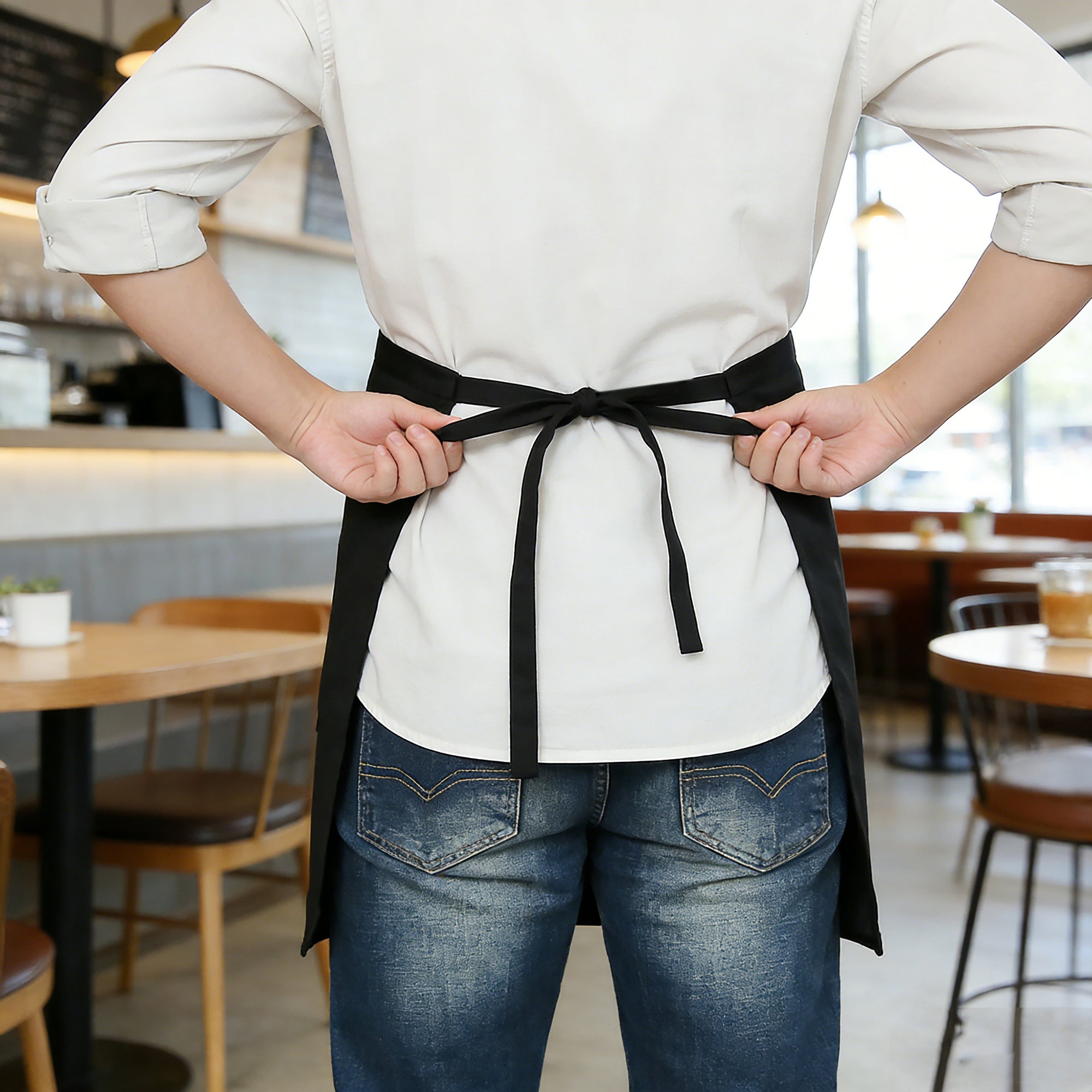 Anna-Kaci Waist Apron with Multiple Pockets Adjustable Tie Straps Half Apron for Cooking Serving Barista