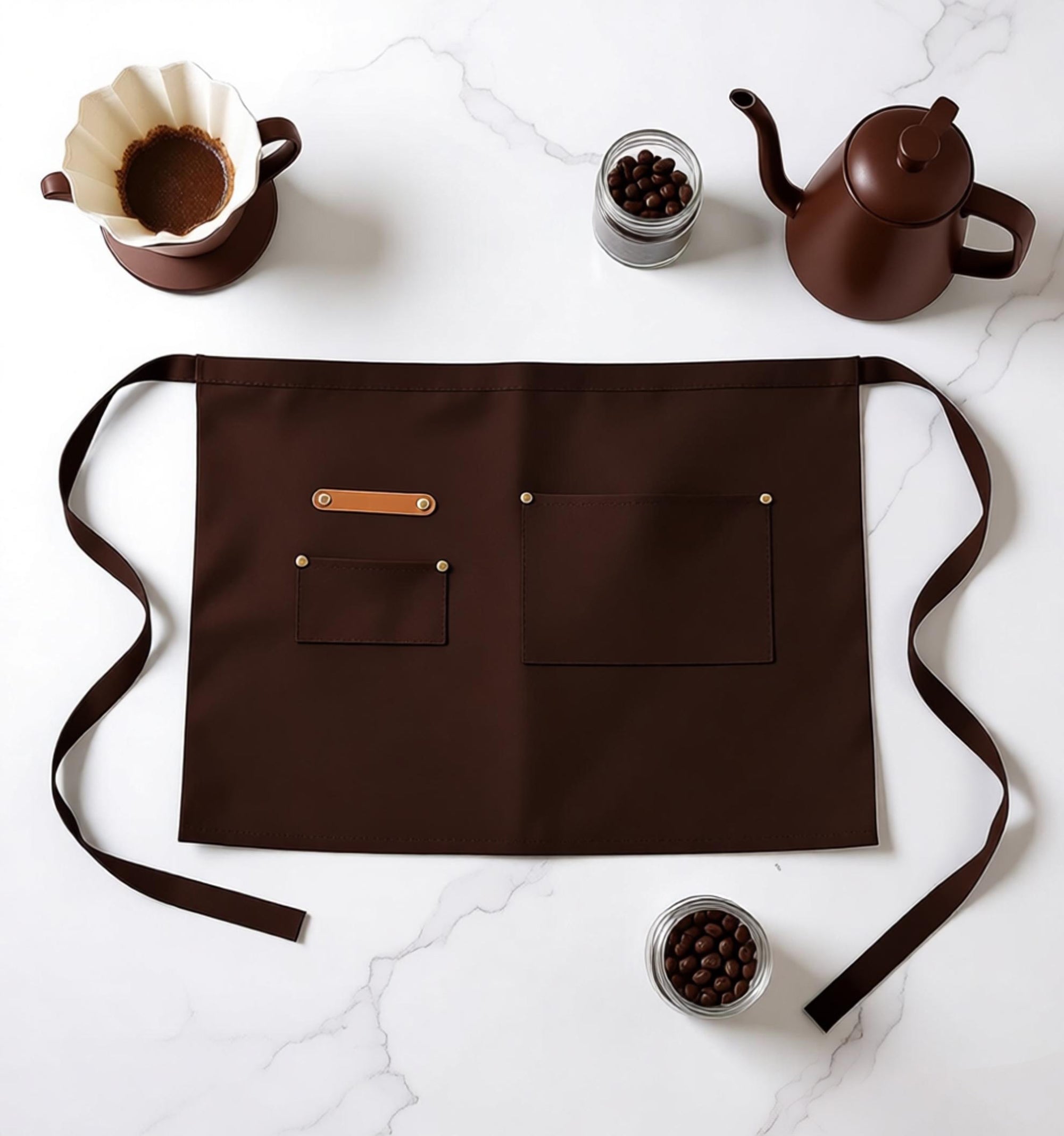Anna-Kaci Waist Apron with Multiple Pockets Adjustable Tie Straps Half Apron for Cooking Serving Barista
