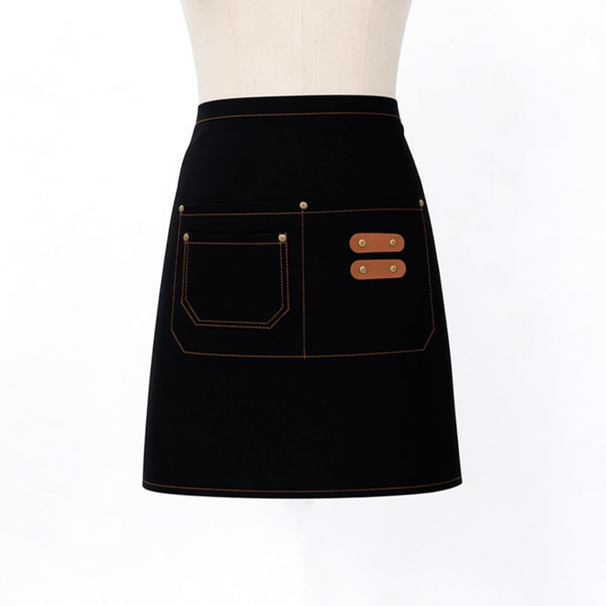 Anna-Kaci Waist Apron with Multi Pocket Storage Adjustable Tie Straps Half Apron for Kitchen Cooking Work