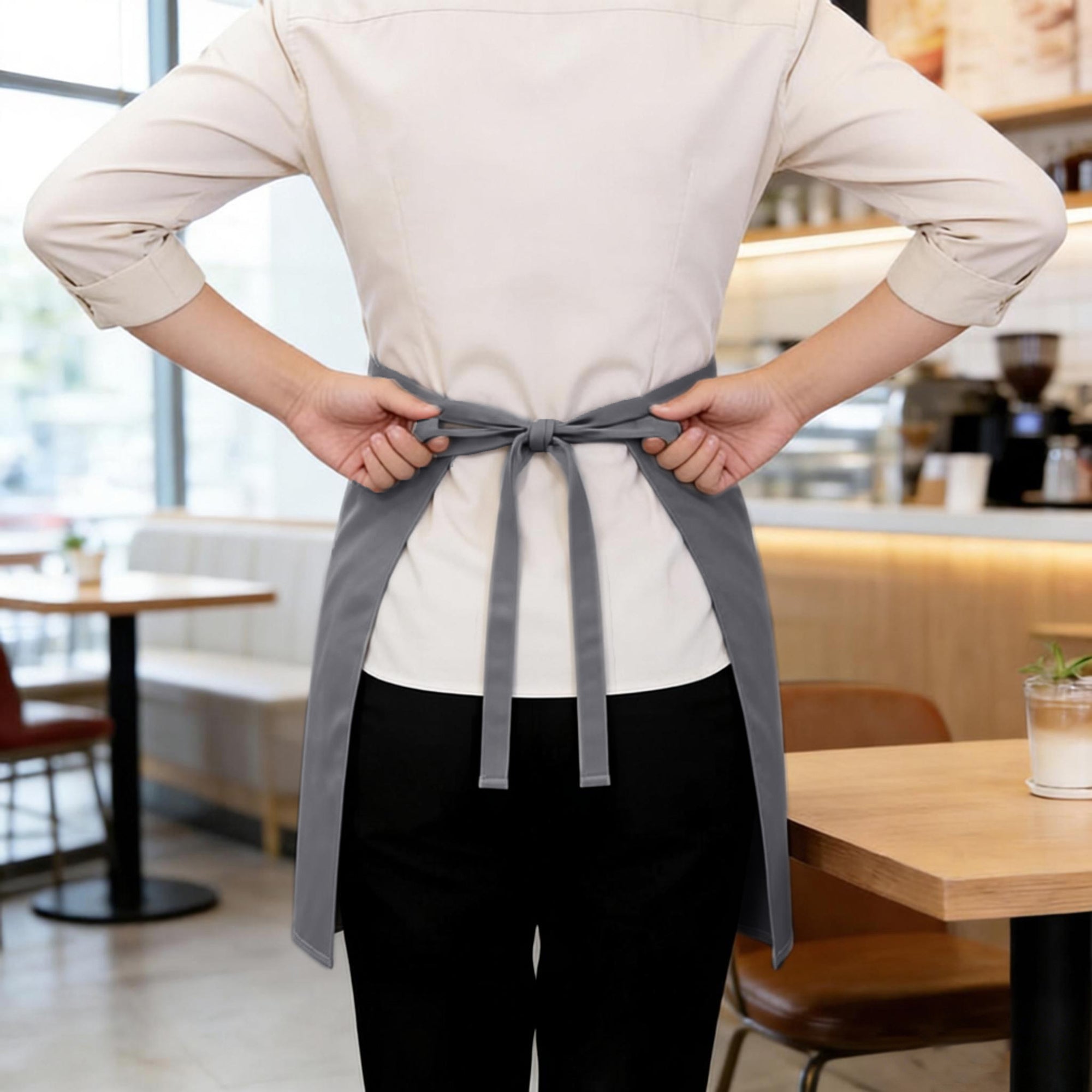 Anna-Kaci Waist Apron with Multi Pocket Storage Adjustable Tie Straps Half Apron for Kitchen Cooking Work