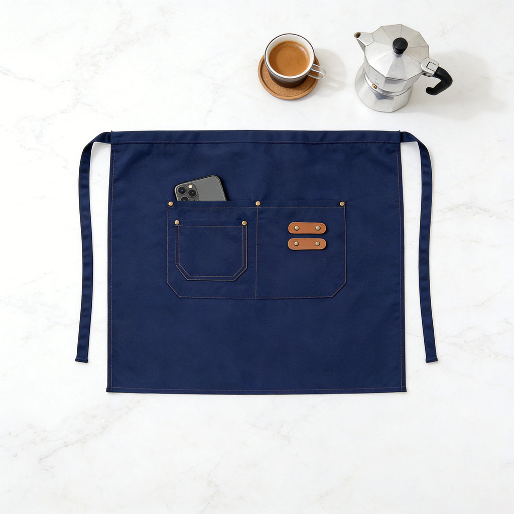 Anna-Kaci Waist Apron with Multi Pocket Storage Adjustable Tie Straps Half Apron for Kitchen Cooking Work