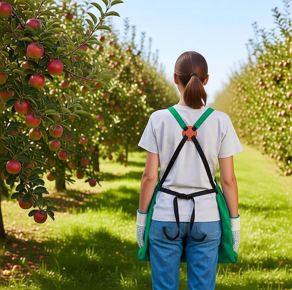 Anna-Kaci Full Coverage Gardening Apron with Large Harvest Pocket Oxford Fabric Apron for Yard Fruit Picking