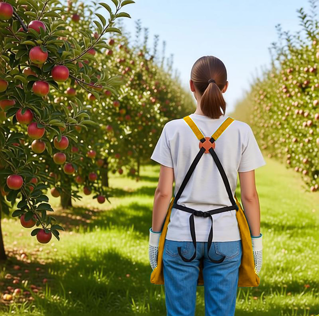 Anna-Kaci Full Coverage Gardening Apron with Large Harvest Pocket Oxford Fabric Apron for Yard Fruit Picking