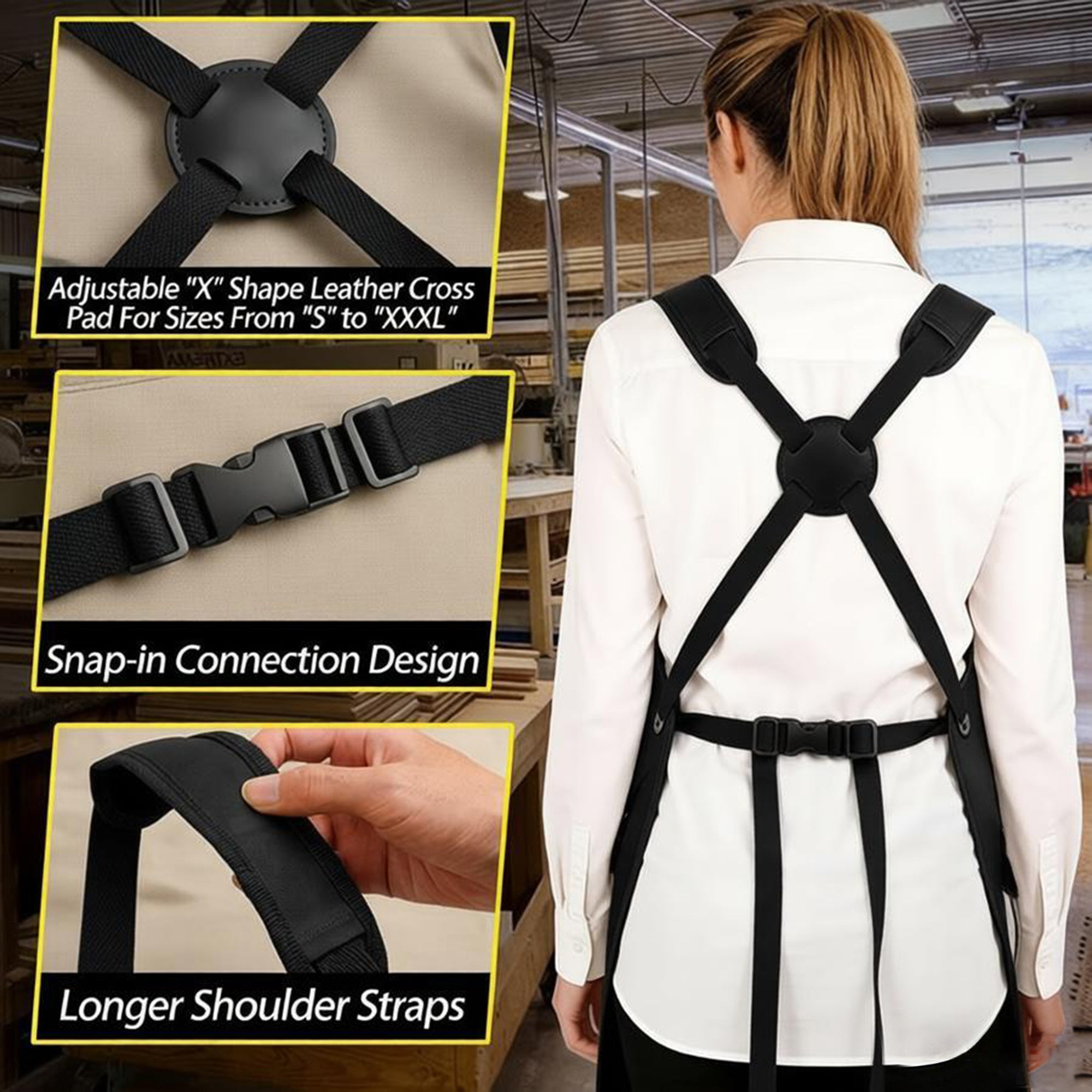Anna-Kaci Full Coverage Work Apron with Multi Pocket Storage Canvas Utility Apron for Workshop Gardening