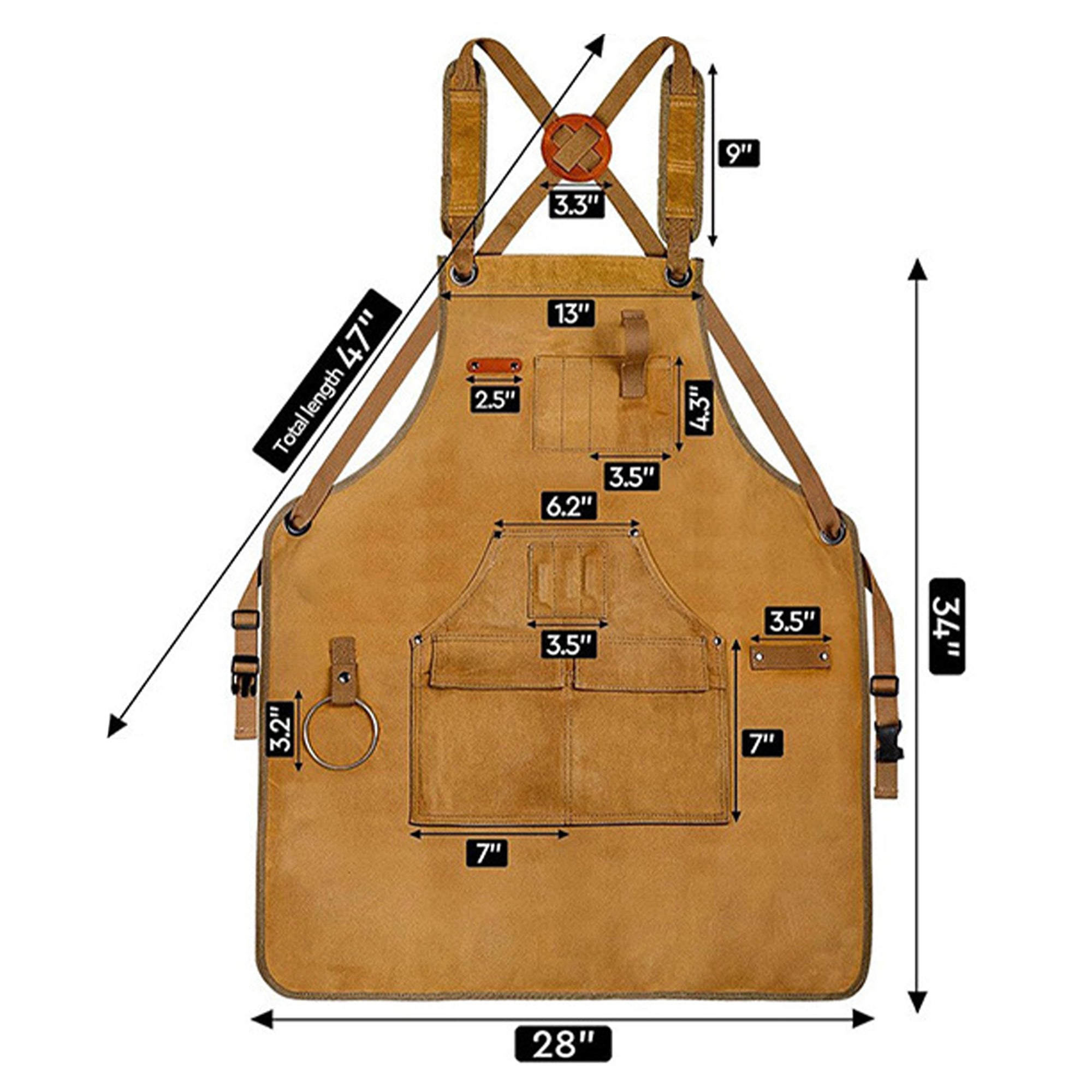 Anna-Kaci Full Coverage Work Apron with Multi Pocket Storage Canvas Utility Apron for Workshop Gardening