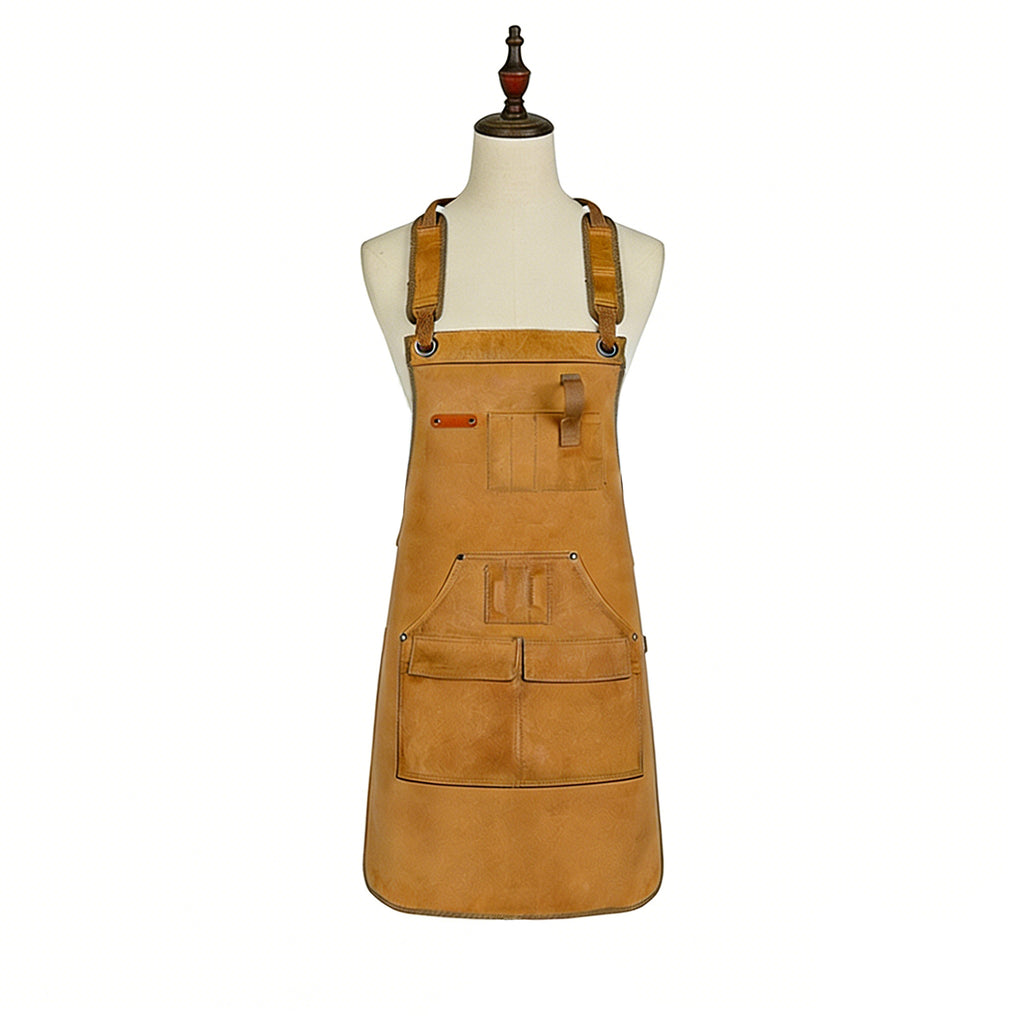 Anna-Kaci Full Coverage Work Apron with Multi Pocket Storage Canvas Utility Apron for Workshop Gardening