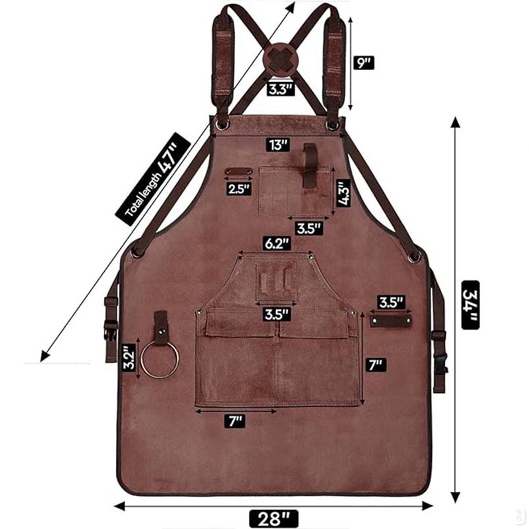 Anna-Kaci Full Coverage Work Apron with Multi Pocket Storage Canvas Utility Apron for Workshop Gardening