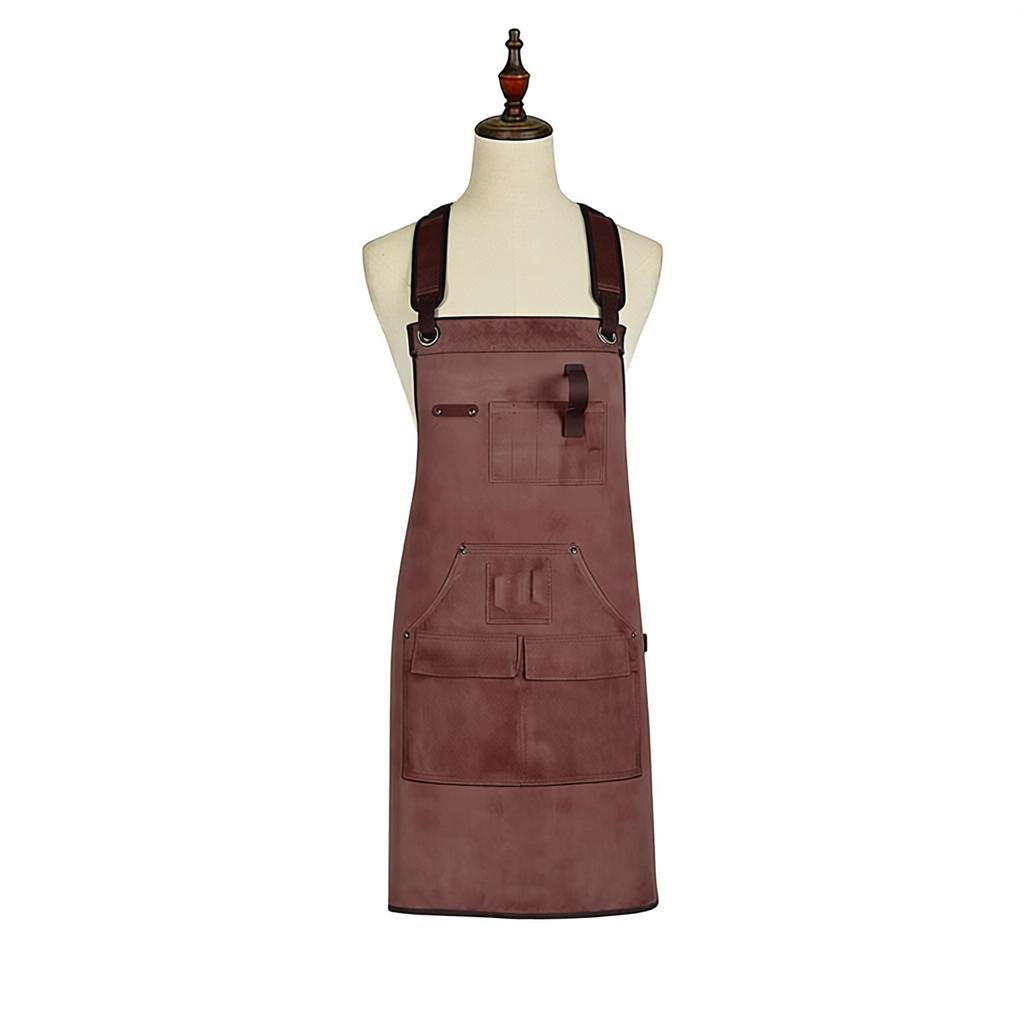 Anna-Kaci Full Coverage Work Apron with Multi Pocket Storage Canvas Utility Apron for Workshop Gardening