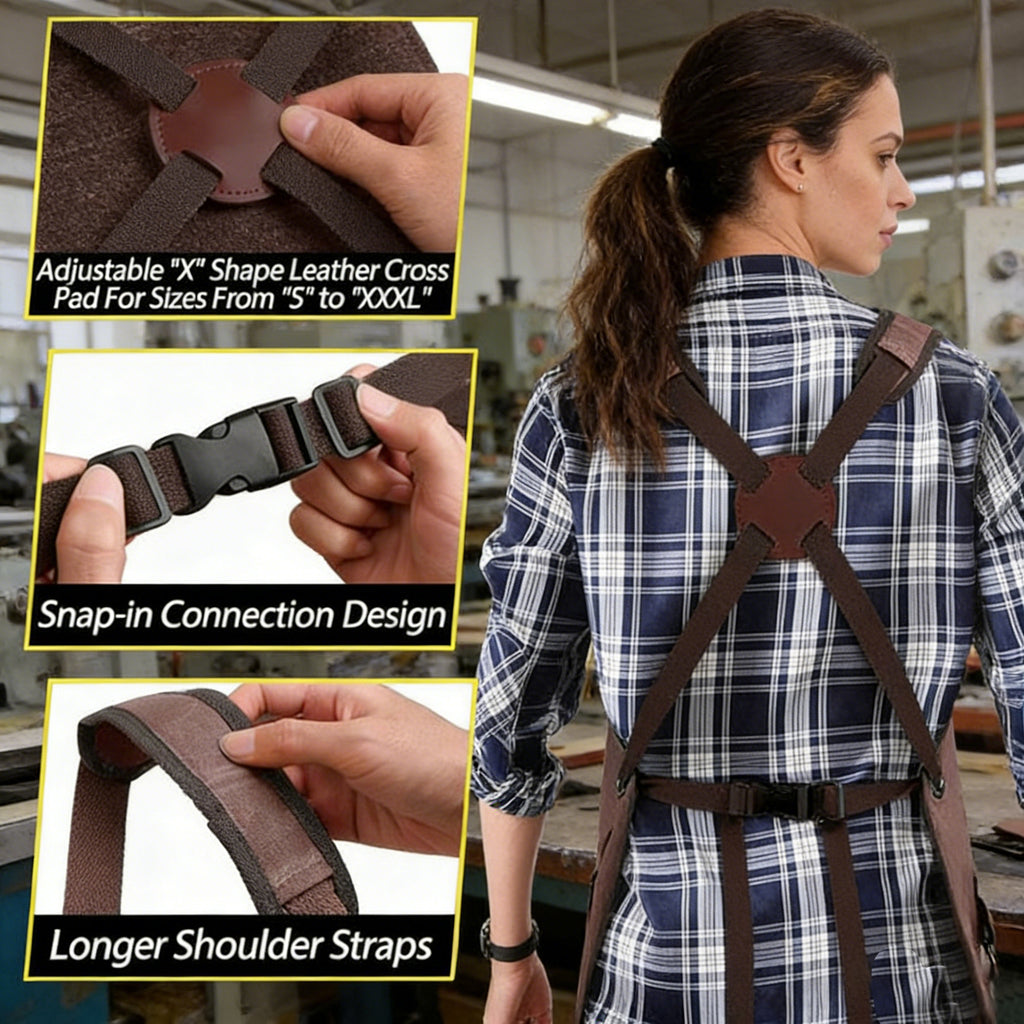 Anna-Kaci Full Coverage Work Apron with Multi Pocket Storage Canvas Utility Apron for Workshop Gardening