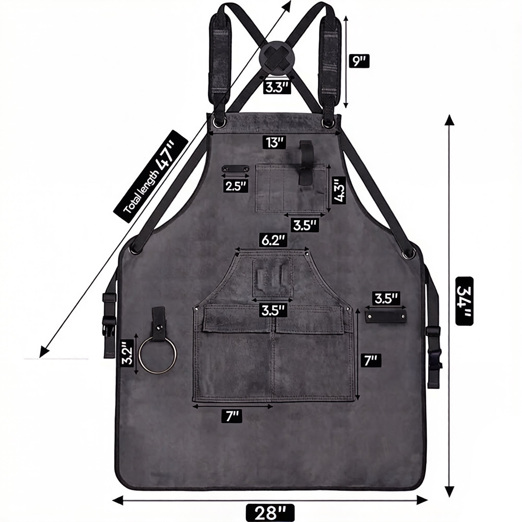 Anna-Kaci Full Coverage Work Apron with Multi Pocket Storage Canvas Utility Apron for Workshop Gardening