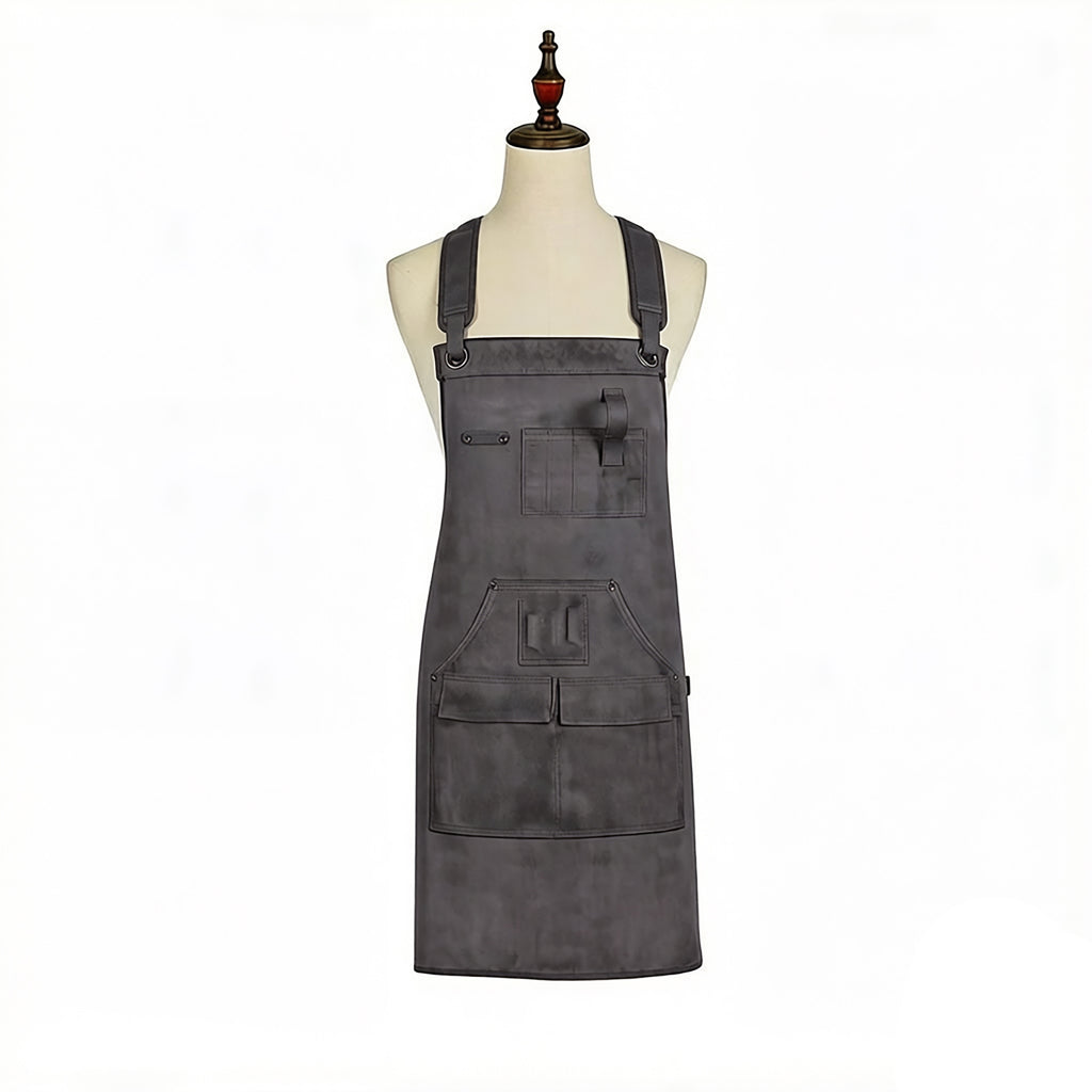Anna-Kaci Full Coverage Work Apron with Multi Pocket Storage Canvas Utility Apron for Workshop Gardening