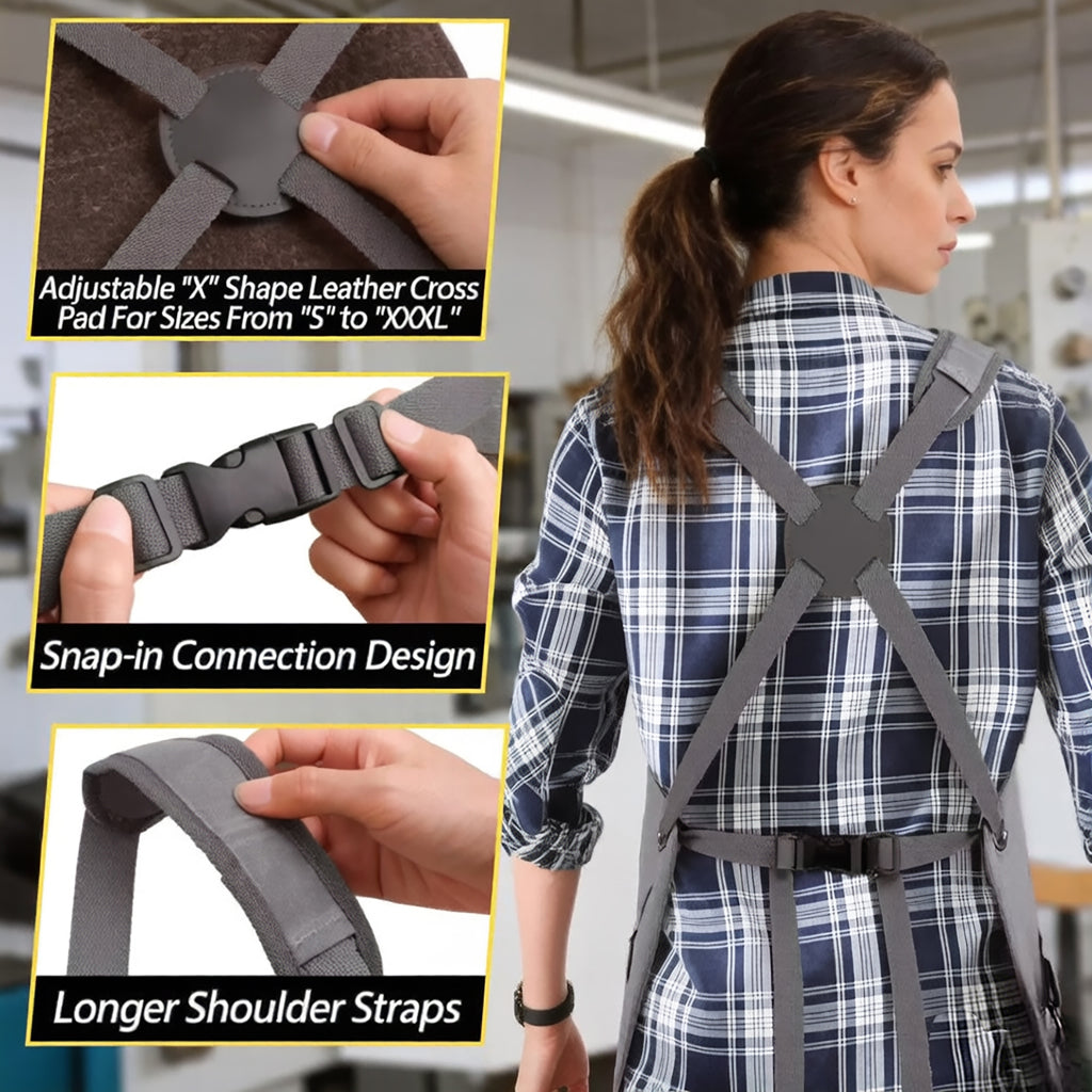 Anna-Kaci Full Coverage Work Apron with Multi Pocket Storage Canvas Utility Apron for Workshop Gardening