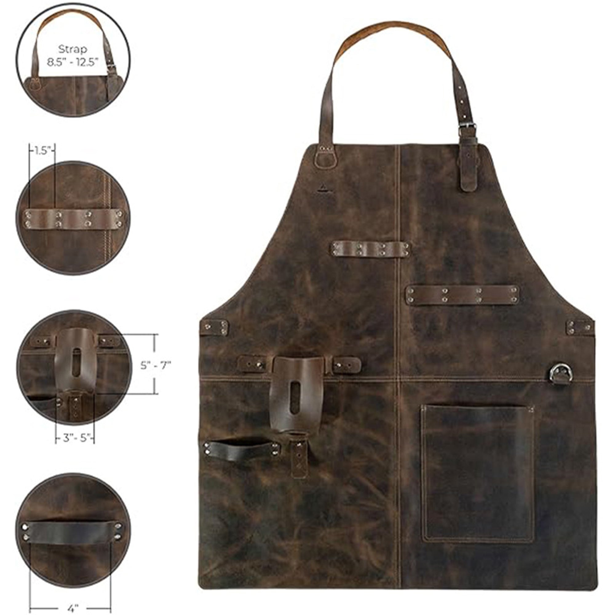 Anna-Kaci Full Coverage Work Apron with Multi Pocket Storage PU Utility Apron for Cooking Grilling Workshop