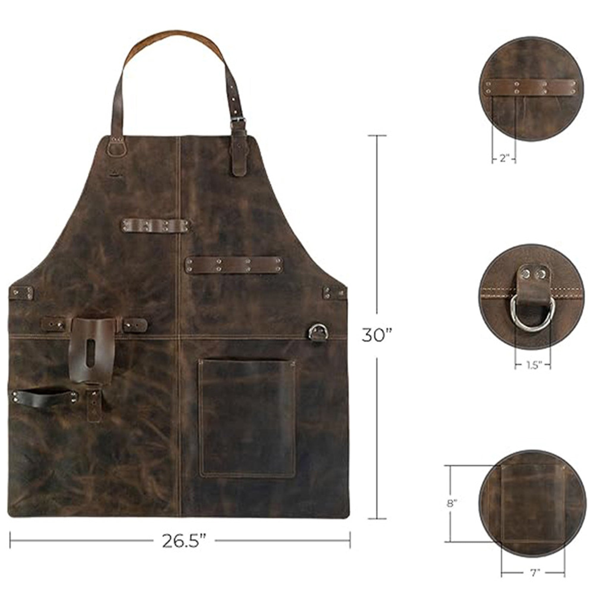 Anna-Kaci Full Coverage Work Apron with Multi Pocket Storage PU Utility Apron for Cooking Grilling Workshop