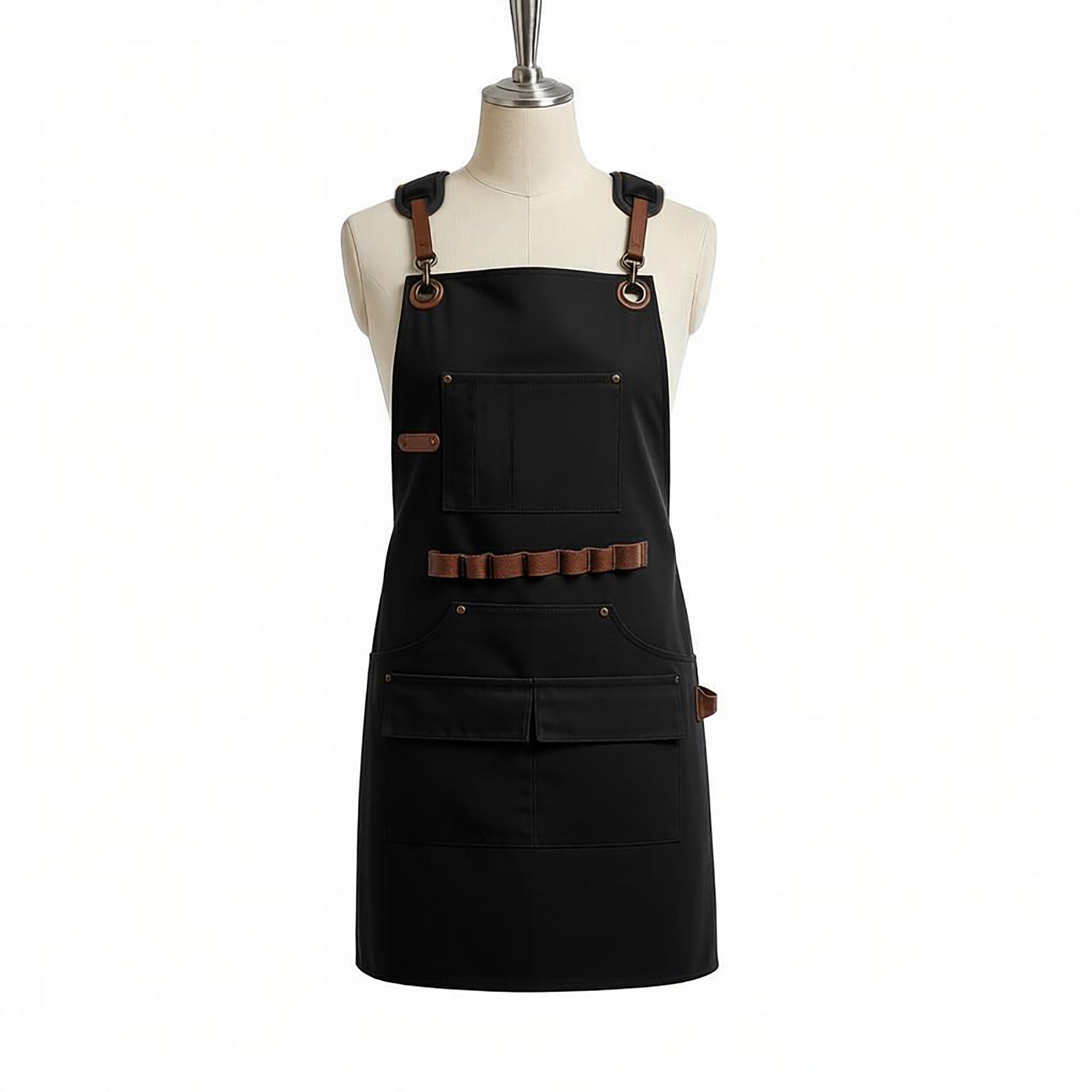 Anna-Kaci Canvas Work Apron with Multi Pocket Storage Adjustable Cross Back Straps Utility Apron