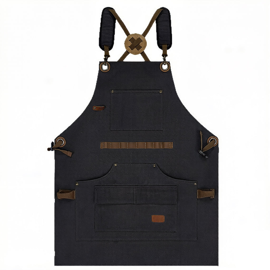 Anna-Kaci Canvas Work Apron with Multi Pocket Storage Adjustable Cross Back Straps Utility Apron