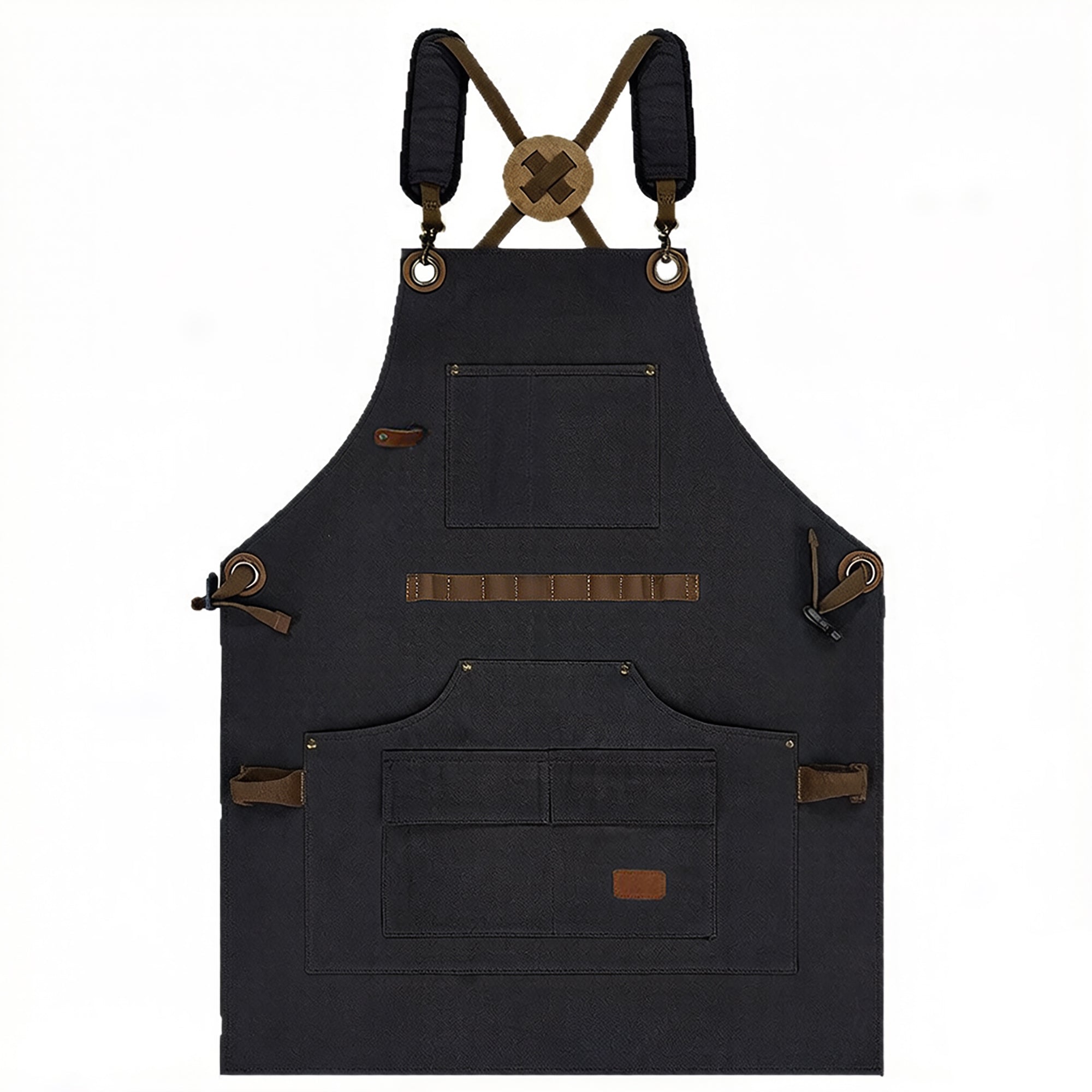 Anna-Kaci Canvas Work Apron with Multi Pocket Storage Adjustable Cross Back Straps Utility Apron