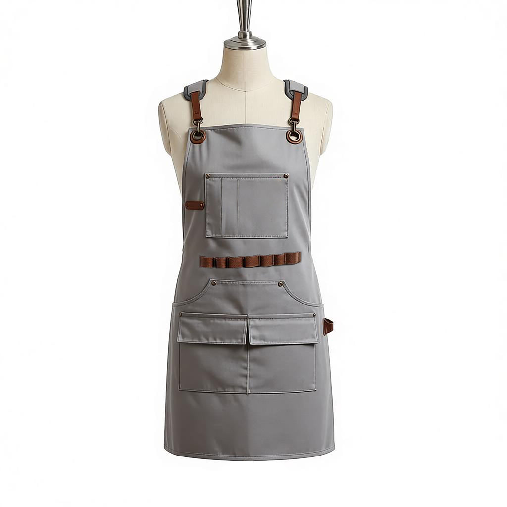 Anna-Kaci Canvas Work Apron with Multi Pocket Storage Adjustable Cross Back Straps Utility Apron