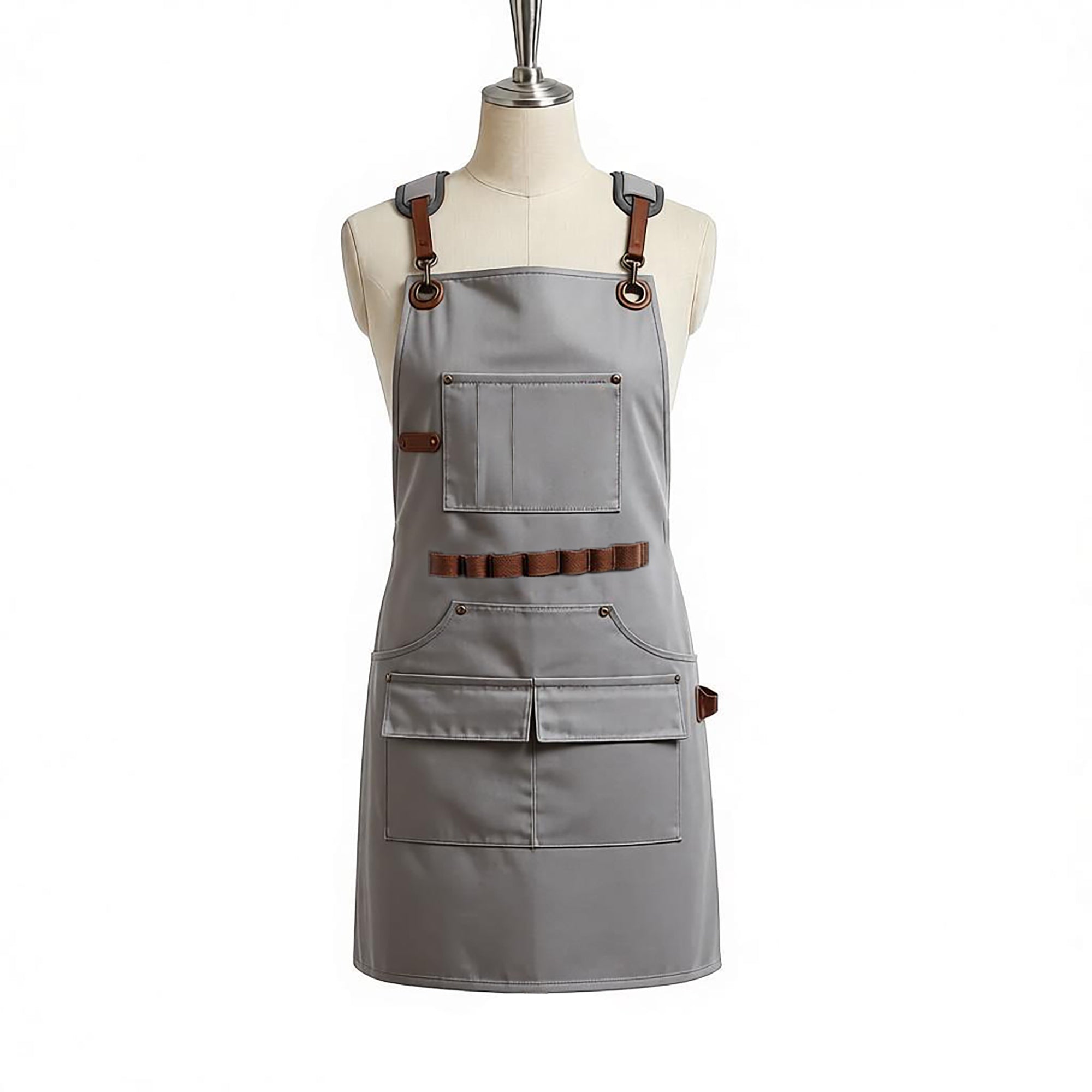 Anna-Kaci Canvas Work Apron with Multi Pocket Storage Adjustable Cross Back Straps Utility Apron