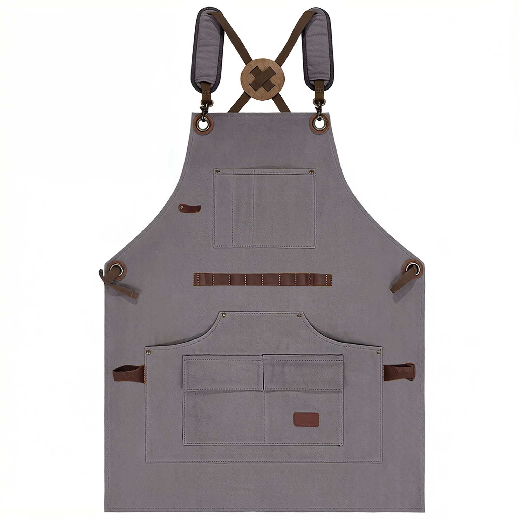 Anna-Kaci Canvas Work Apron with Multi Pocket Storage Adjustable Cross Back Straps Utility Apron