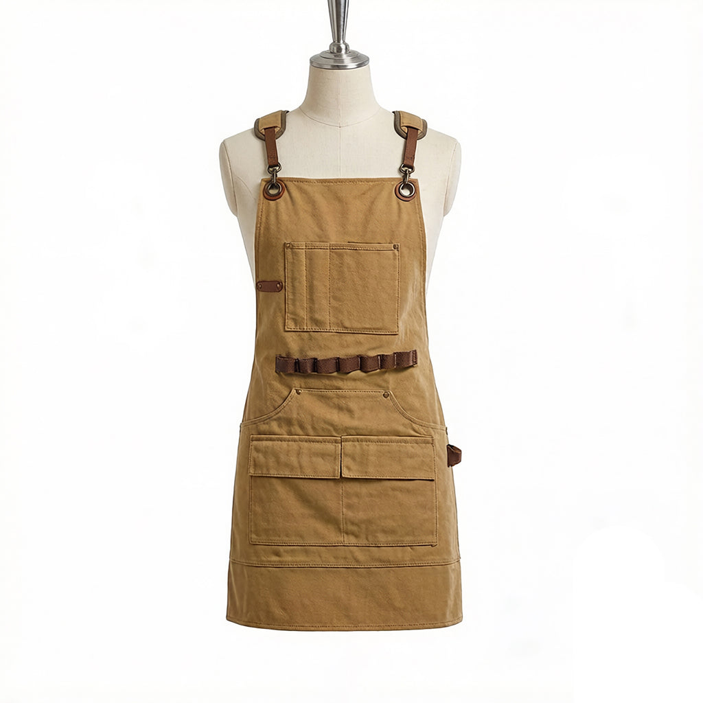 Anna-Kaci Canvas Work Apron with Multi Pocket Storage Adjustable Cross Back Straps Utility Apron