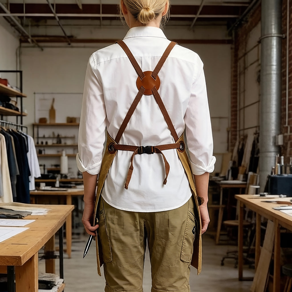 Anna-Kaci Canvas Work Apron with Multi Pocket Storage Adjustable Cross Back Straps Utility Apron