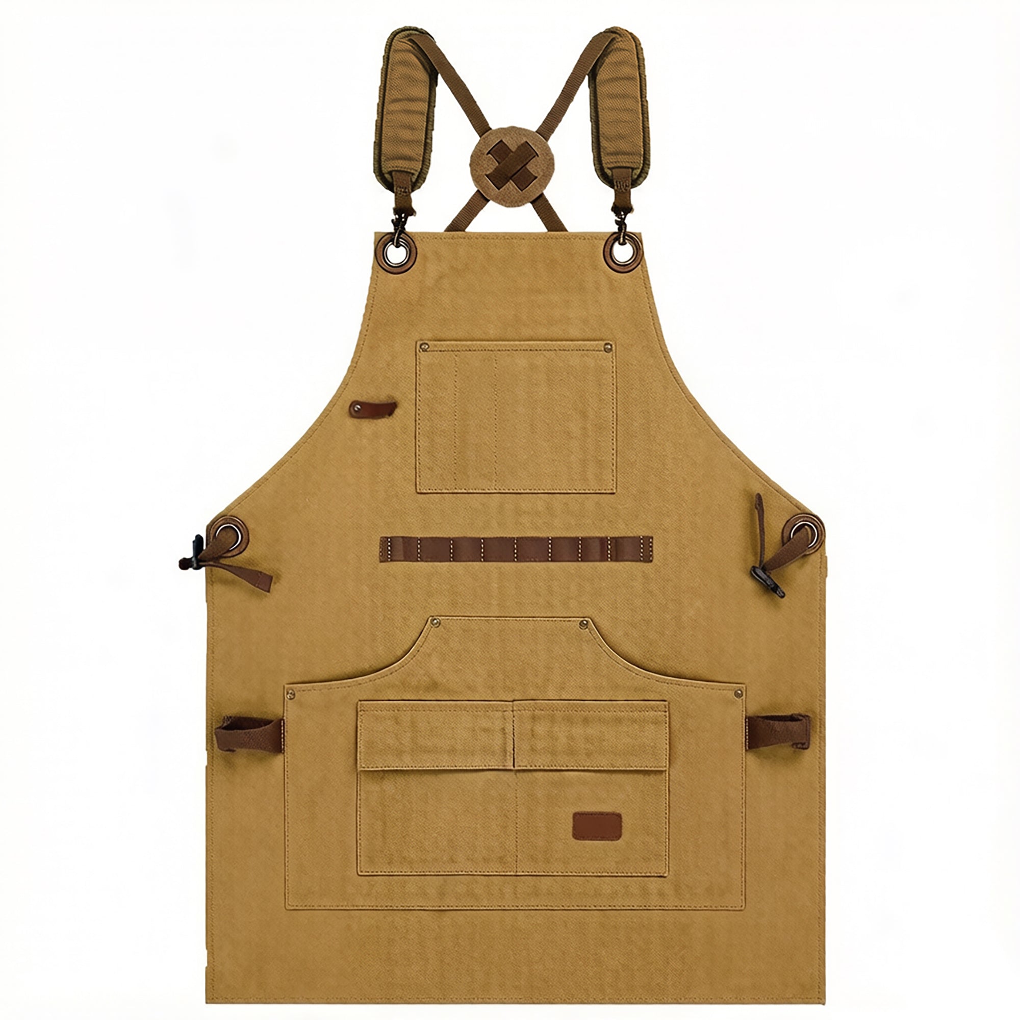 Anna-Kaci Canvas Work Apron with Multi Pocket Storage Adjustable Cross Back Straps Utility Apron