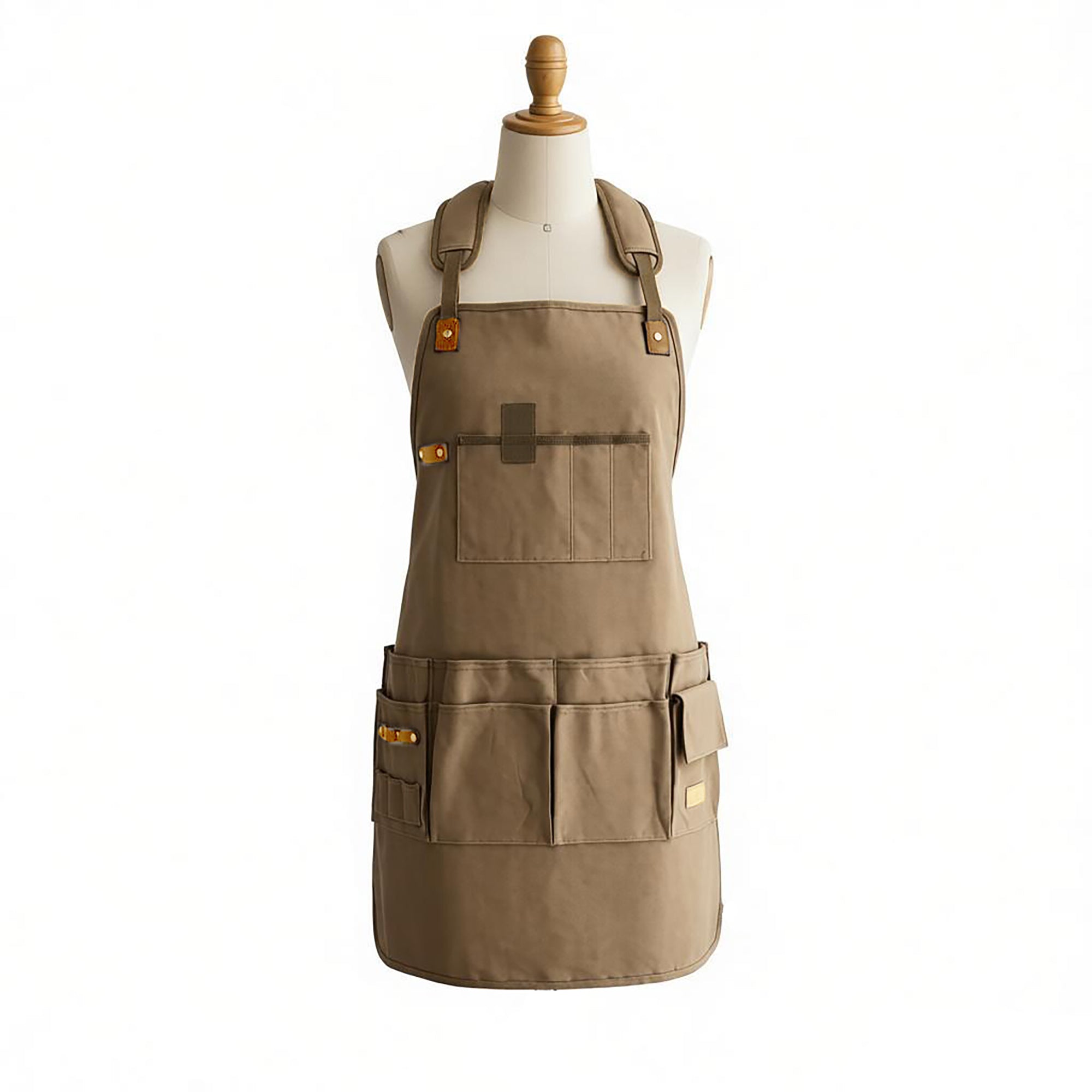 Anna-Kaci Canvas Work Apron with Multiple Tool Pockets Utility Apron for Workshop Kitchen Gardening