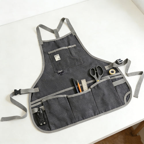 Anna-Kaci Canvas Utility Apron with Multiple Pockets Work Apron for Cleaning Cooking Gardening Household Tasks