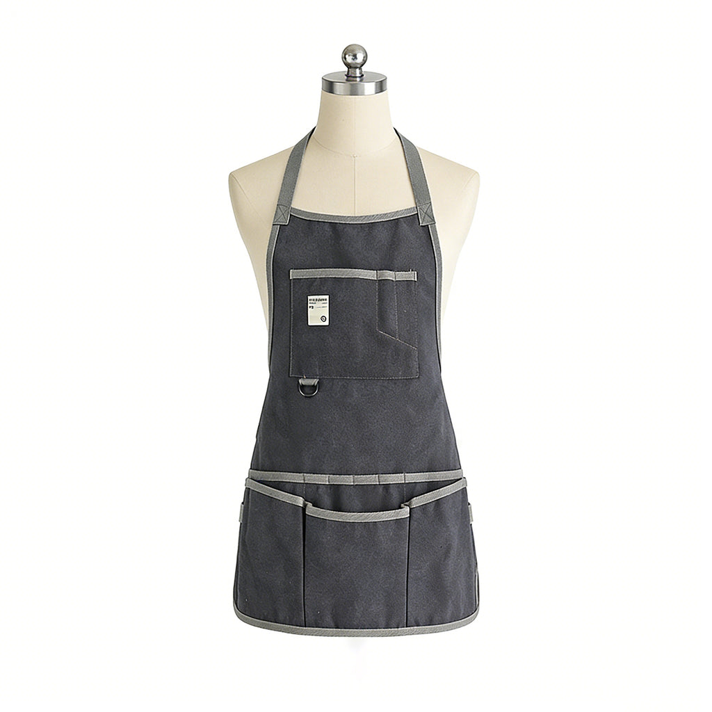 Anna-Kaci Canvas Utility Apron with Multiple Pockets Work Apron for Cleaning Cooking Gardening Household Tasks