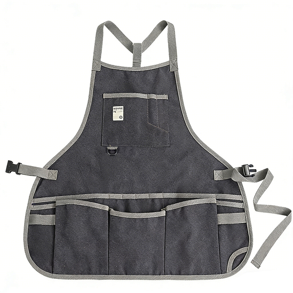 Anna-Kaci Canvas Utility Apron with Multiple Pockets Work Apron for Cleaning Cooking Gardening Household Tasks